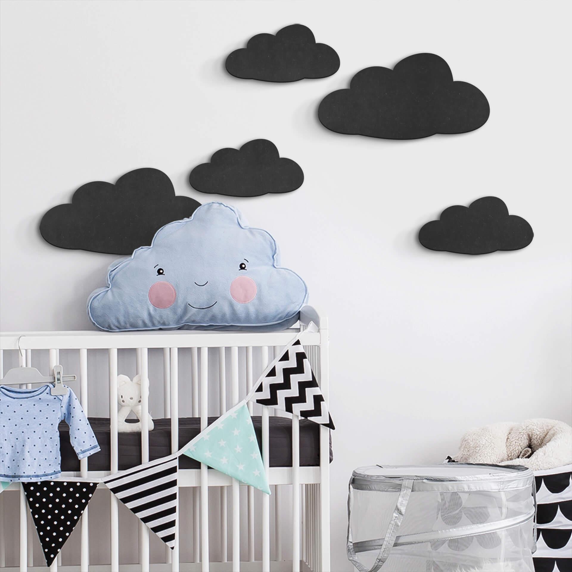 MDF - Decoración en madera - Juego de nubes (5 piezas)