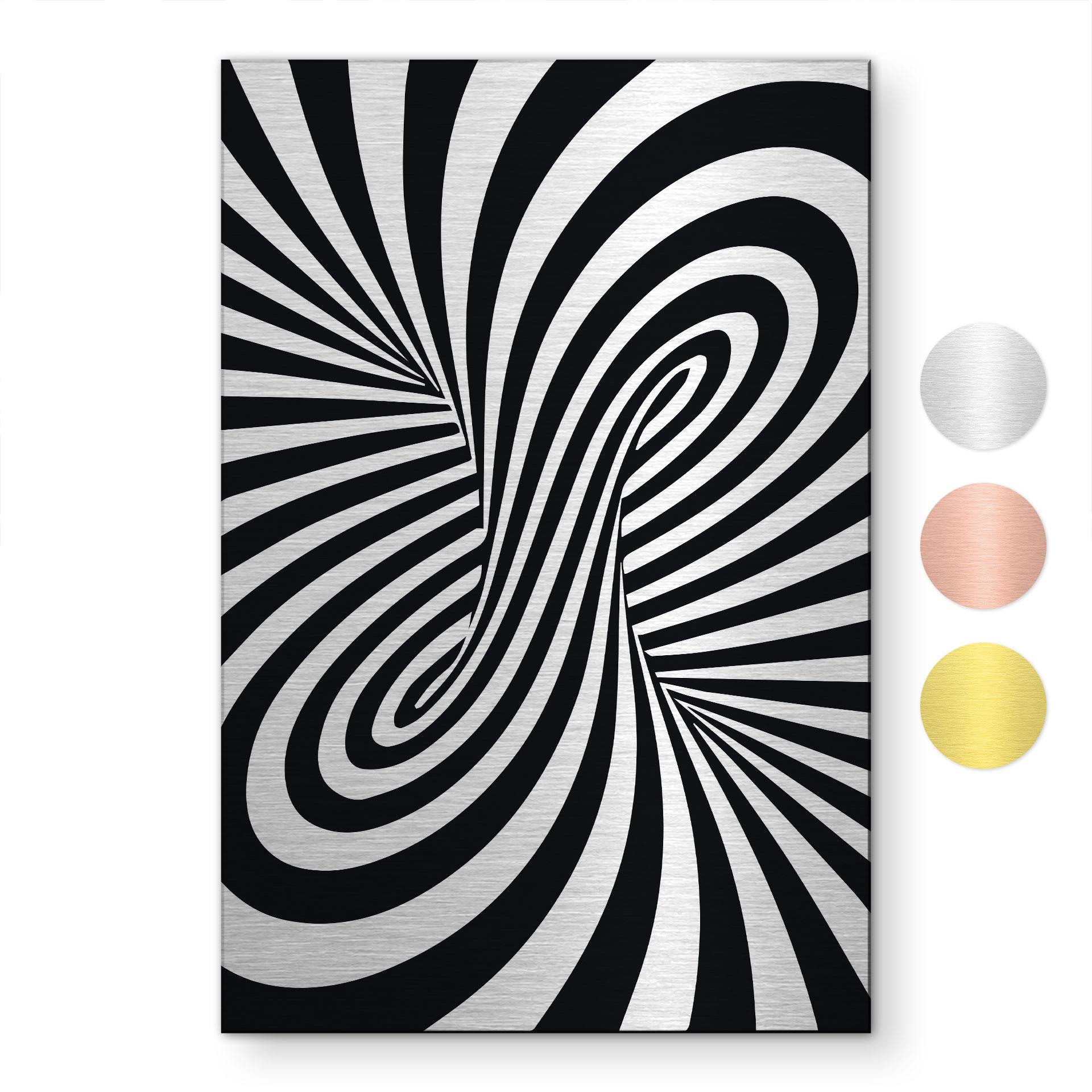 Geborsteld Alu-Dibond met goud-, zilver- & kopereffect - Optische retro-illusie
