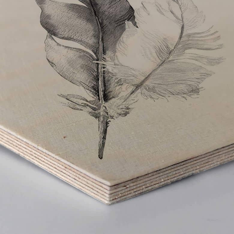 Hexagon Hout - Feathers