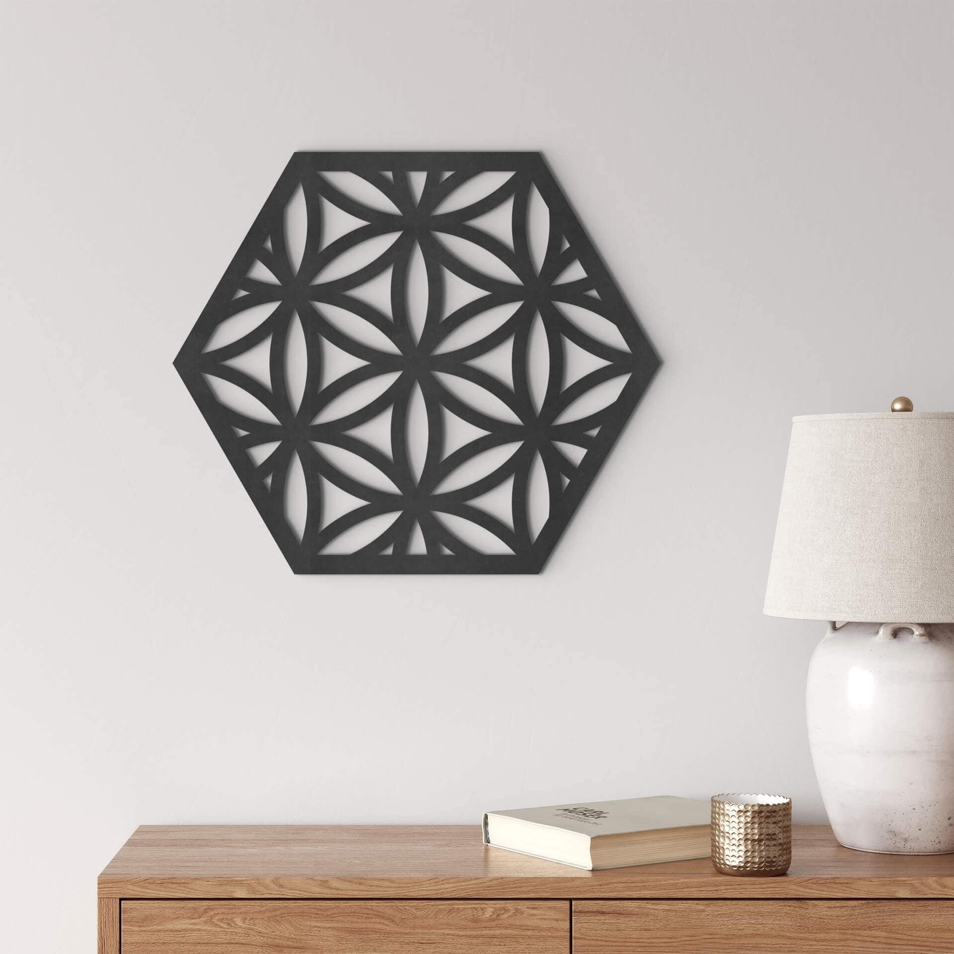 MDF - Decoración en madera - Hexágono flor de la vida
