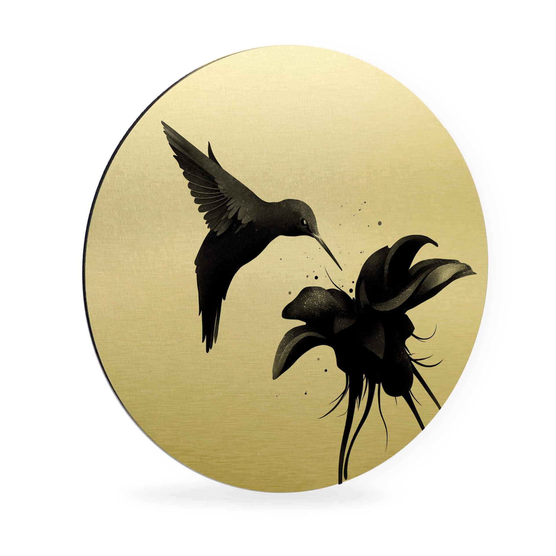 Alu-Dibond Rund Guldeffekt - Ireland - Hummingbird – print på aluminium (Alu-Dibond)
