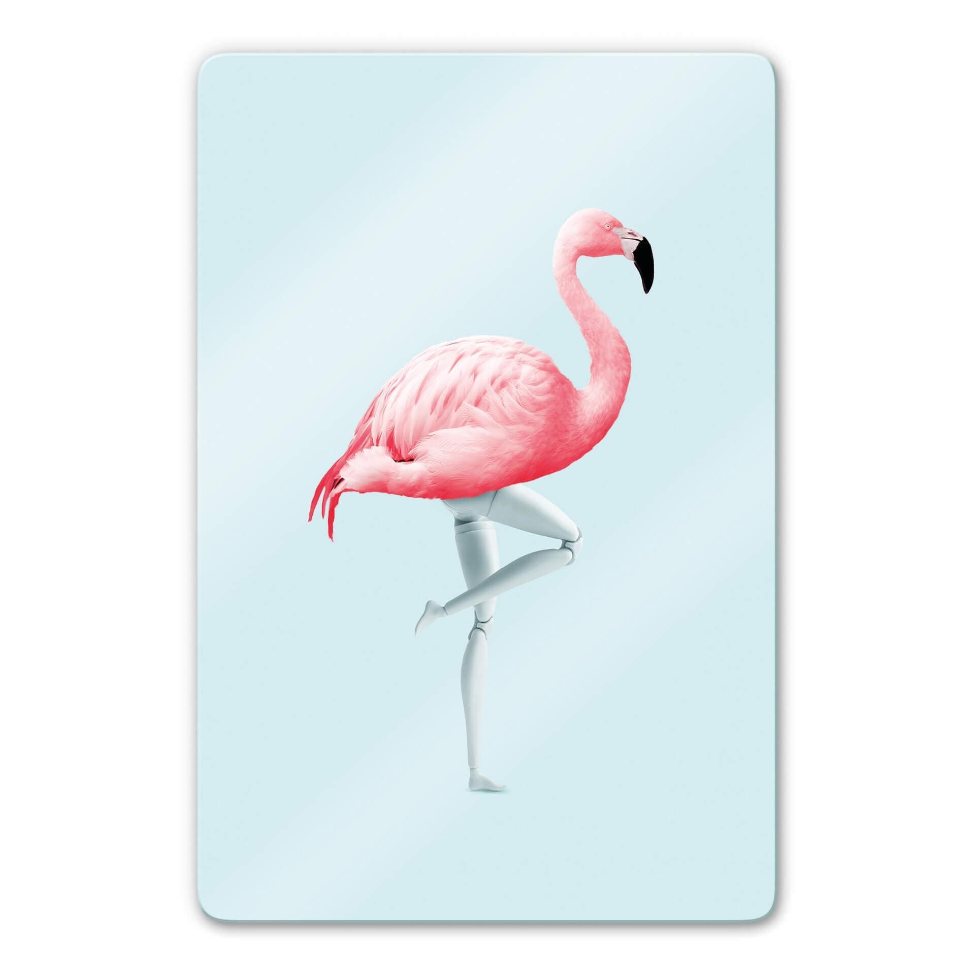 Tableau en verre Loose - Mannequin flamant rose