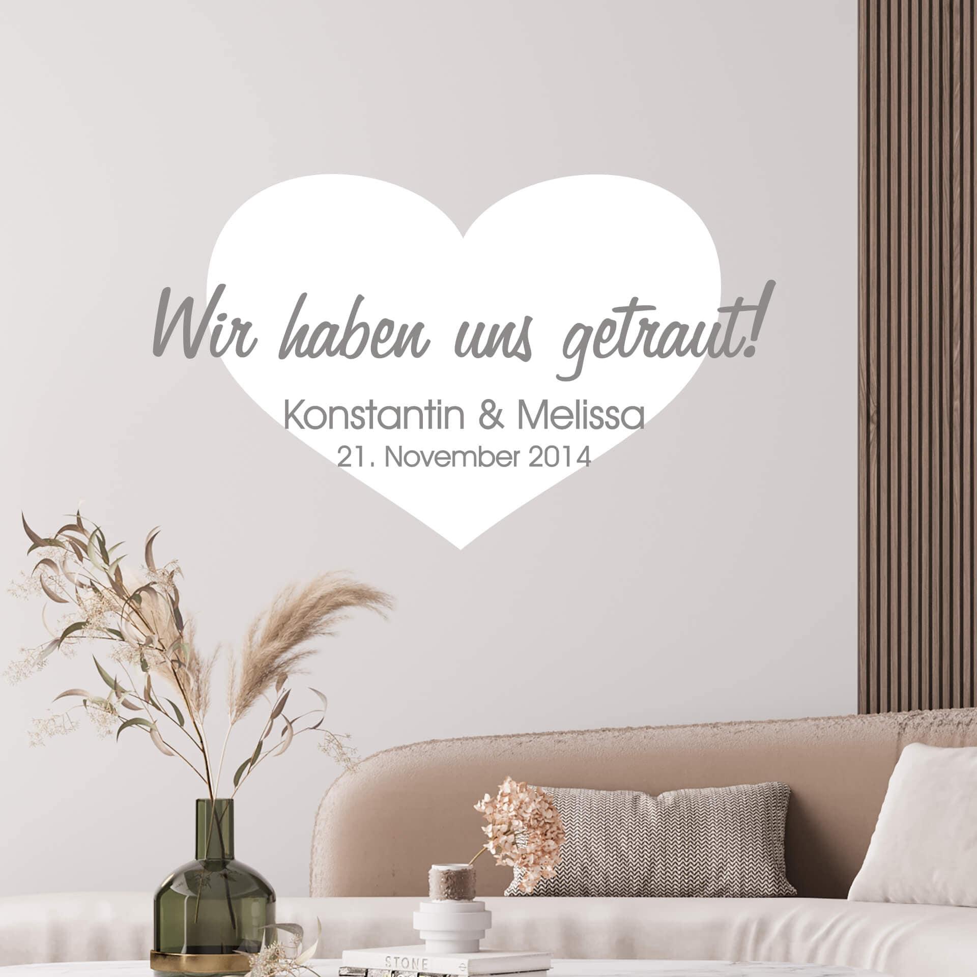 Wandtattoo + Name + Datum Wir haben uns getraut (2
