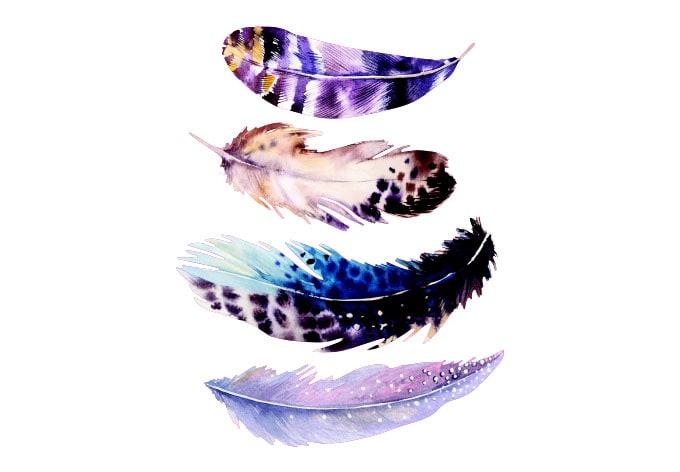 Wandtattoo Aquarell Federn 1