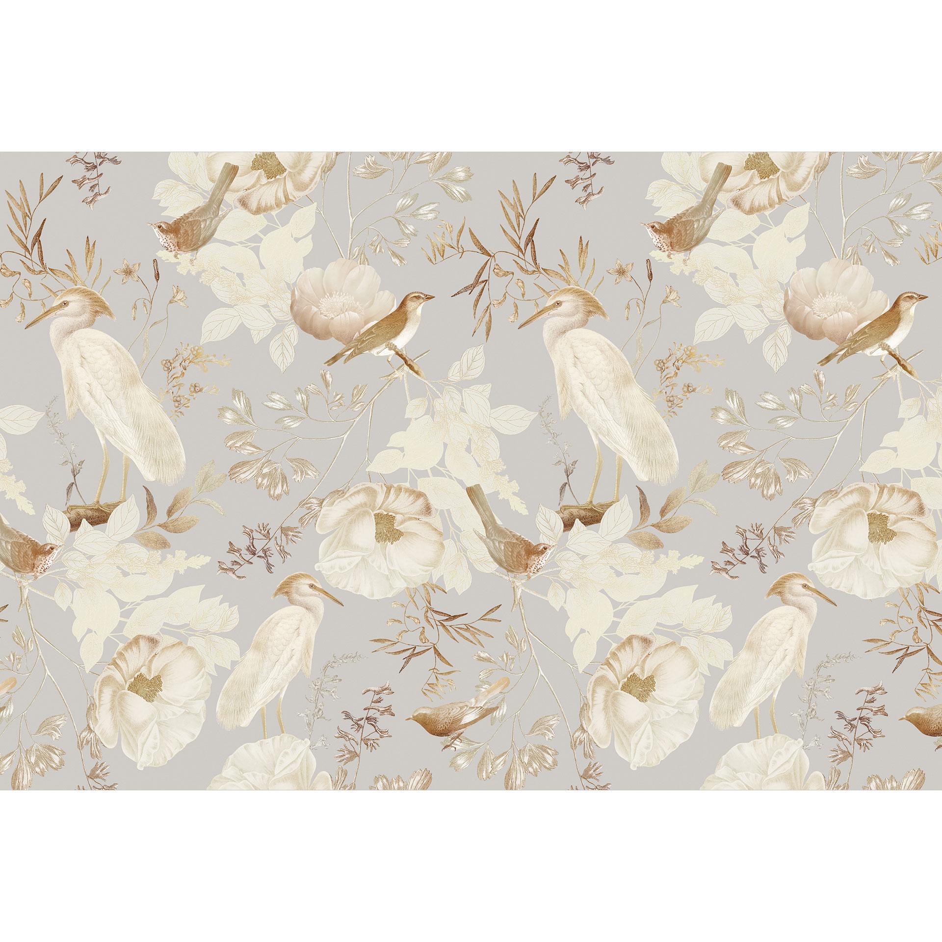 Fotomurale Uccelli tra fiori bianchi - UN Designs