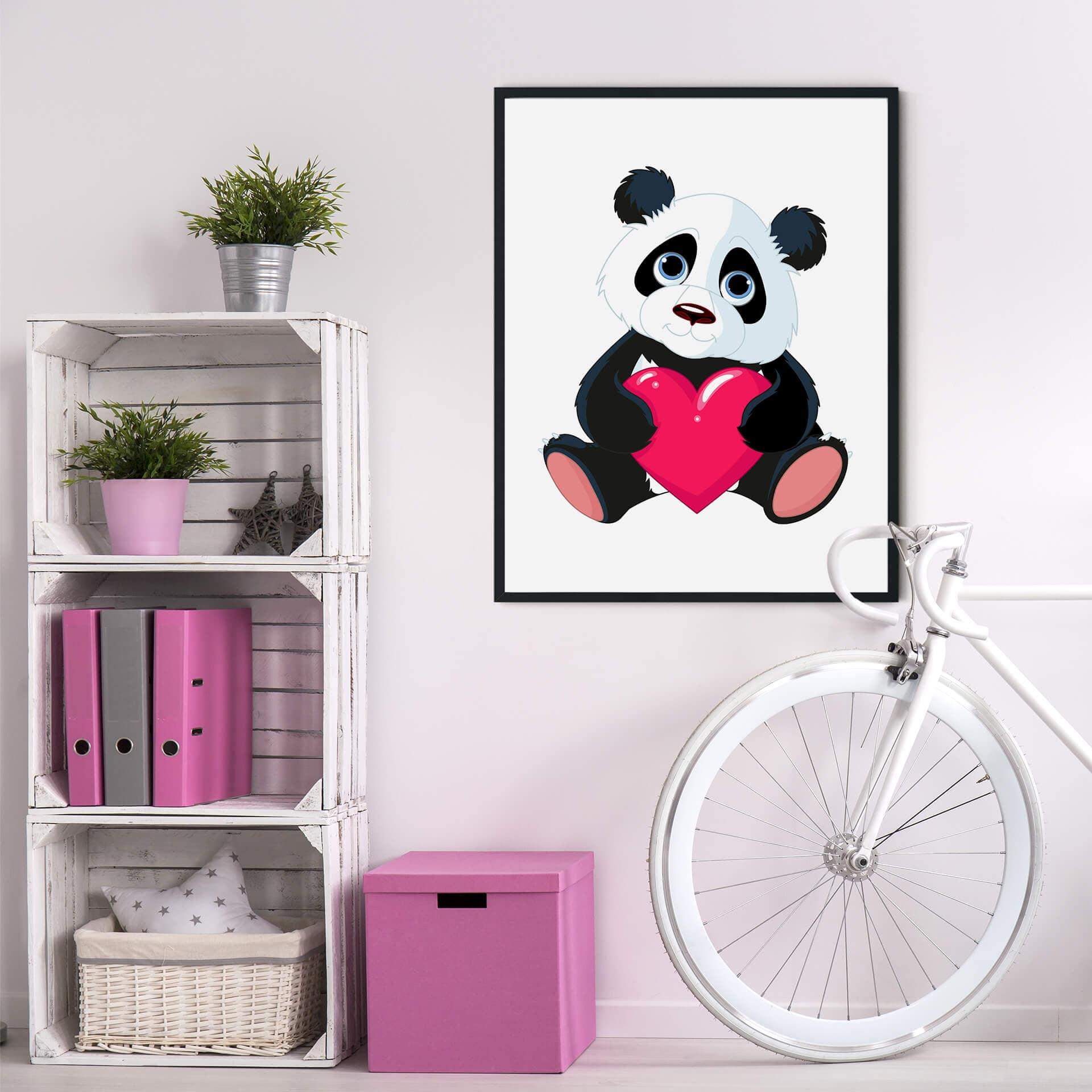 Plakat panda z sercem