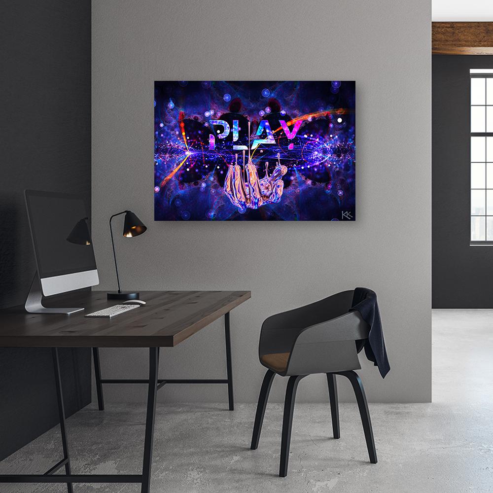 Canvasbillede, Neon spilkonsol gamer