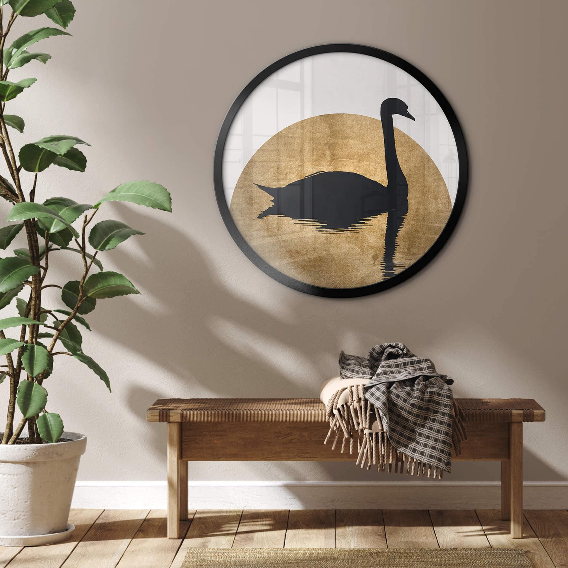 Póster Kubistika - El lago de los cisnes en luna llena - Redondo