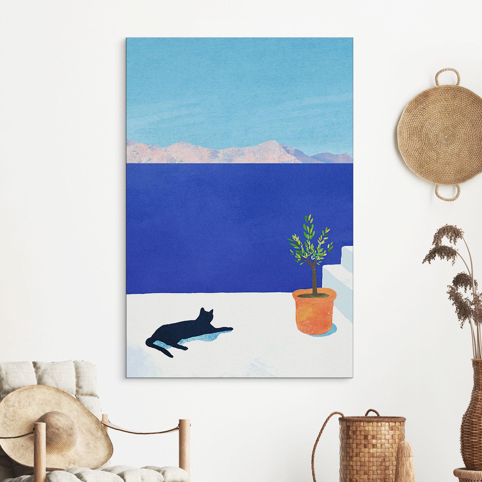 Billede Siesta med kat ved havet - Rivers – print på aluminium (Alu-Dibond)