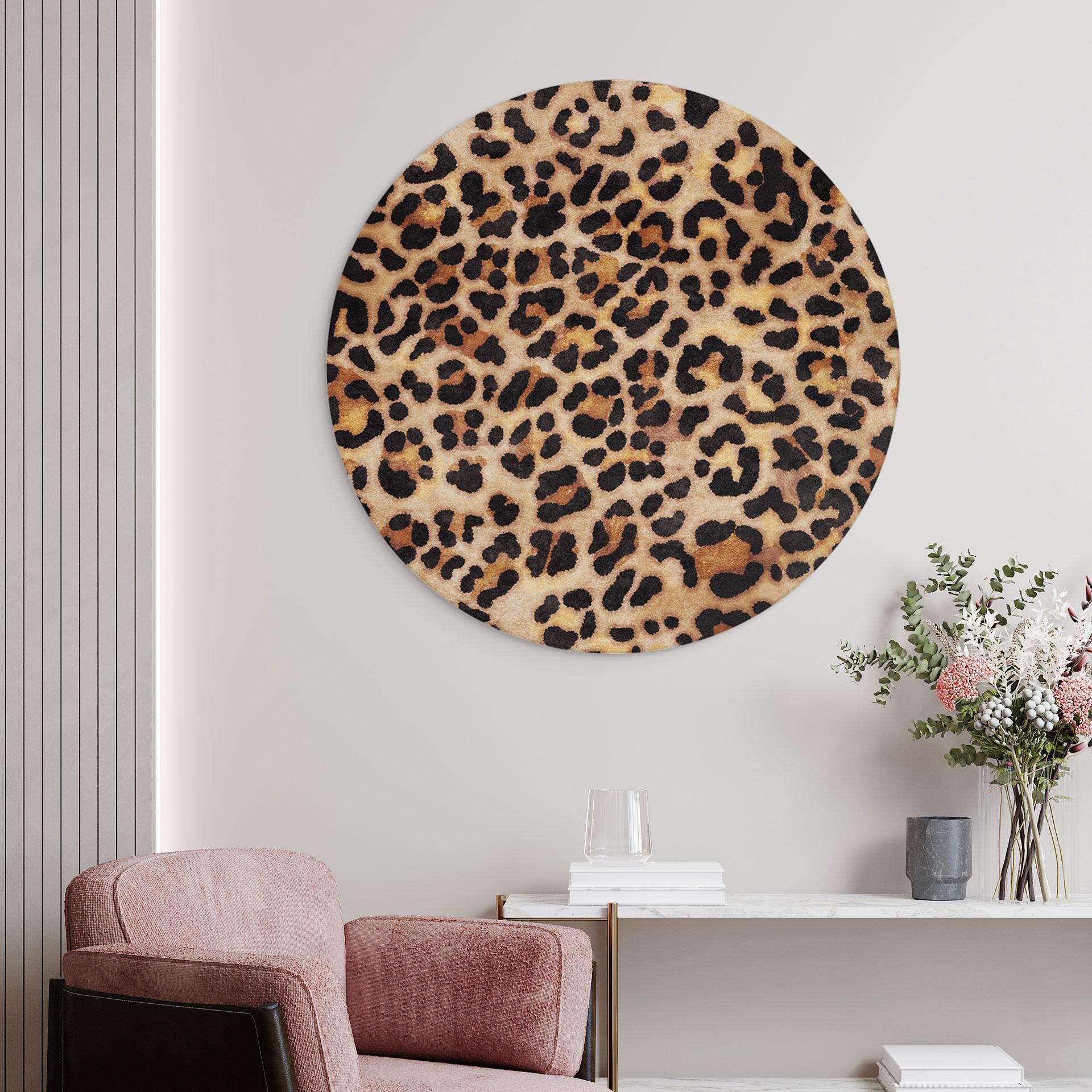Billede af vild leopard - dyreprint - Tunaboylu - rund – print på aluminium (Alu-Dibond)