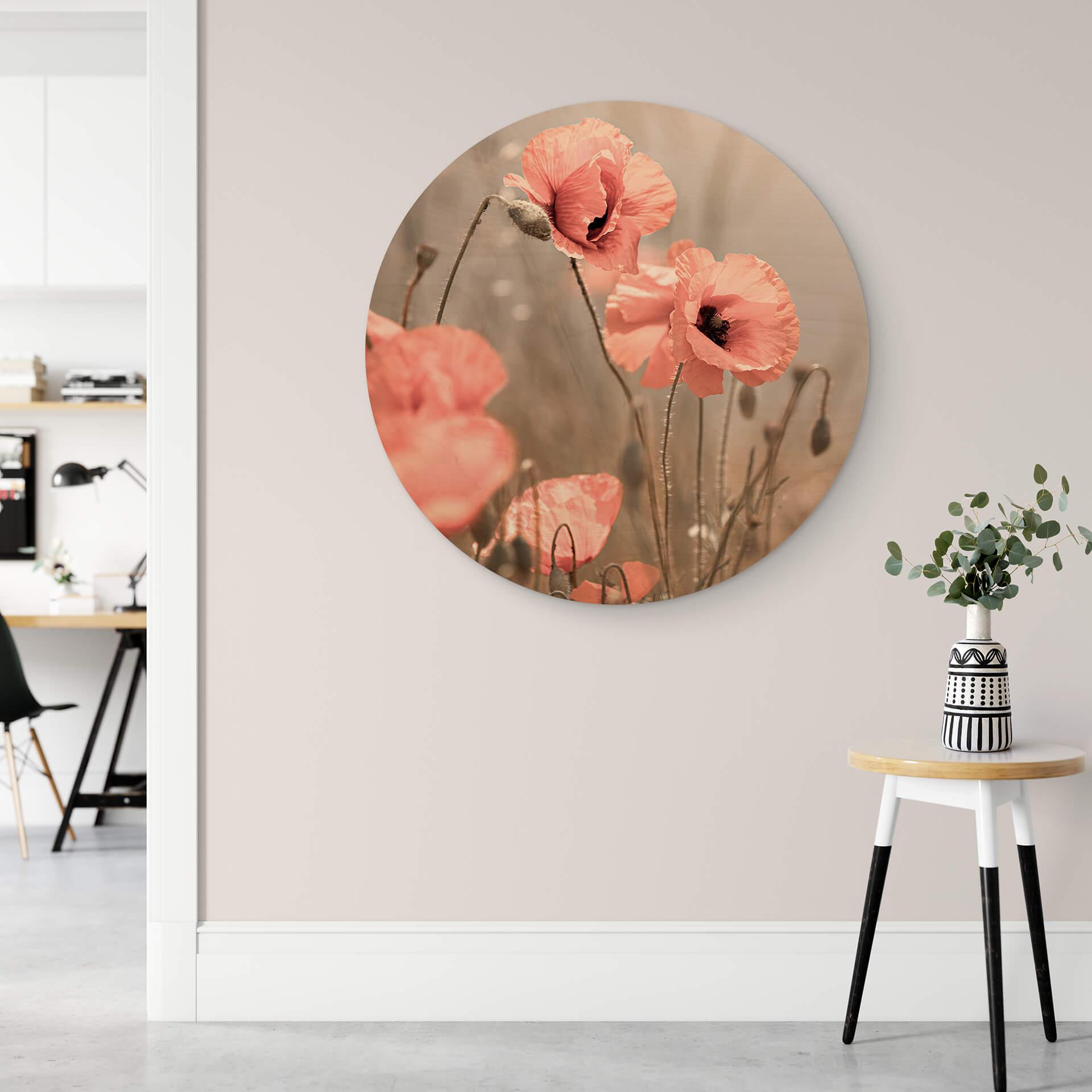 Delgado Billede af træ - Valmueblomst romantik - Rund