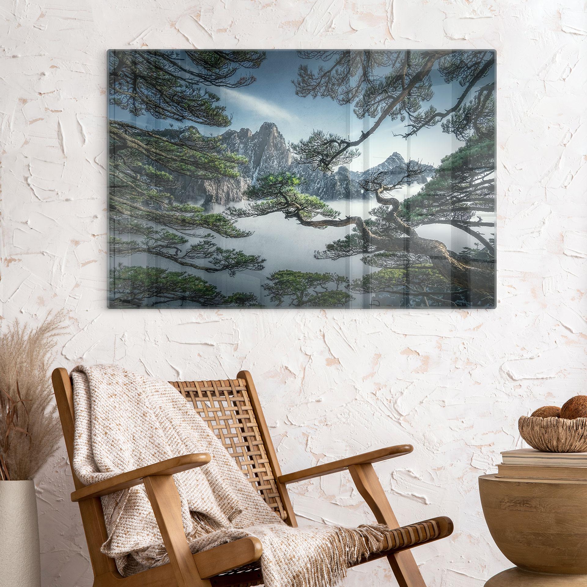 Glasbillede - af fyrreskov i Huang Shan-bjergene - NingYun Ye