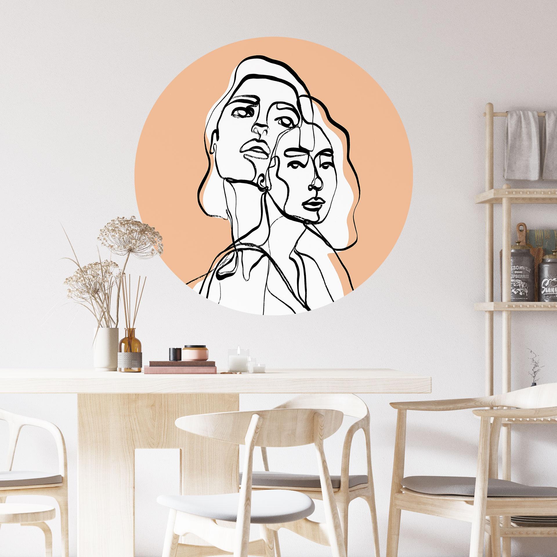 Wall Sticker Line Art-portræt af to kvinder - Treechild