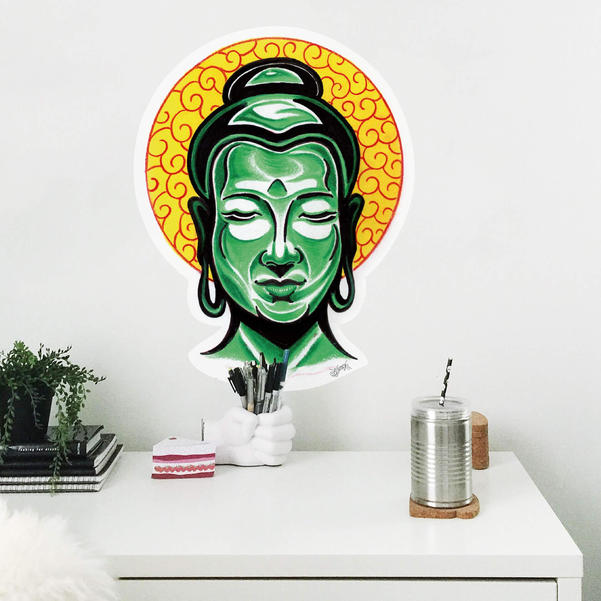 Sticker mural - Miami Ink - Tête de Bouddha