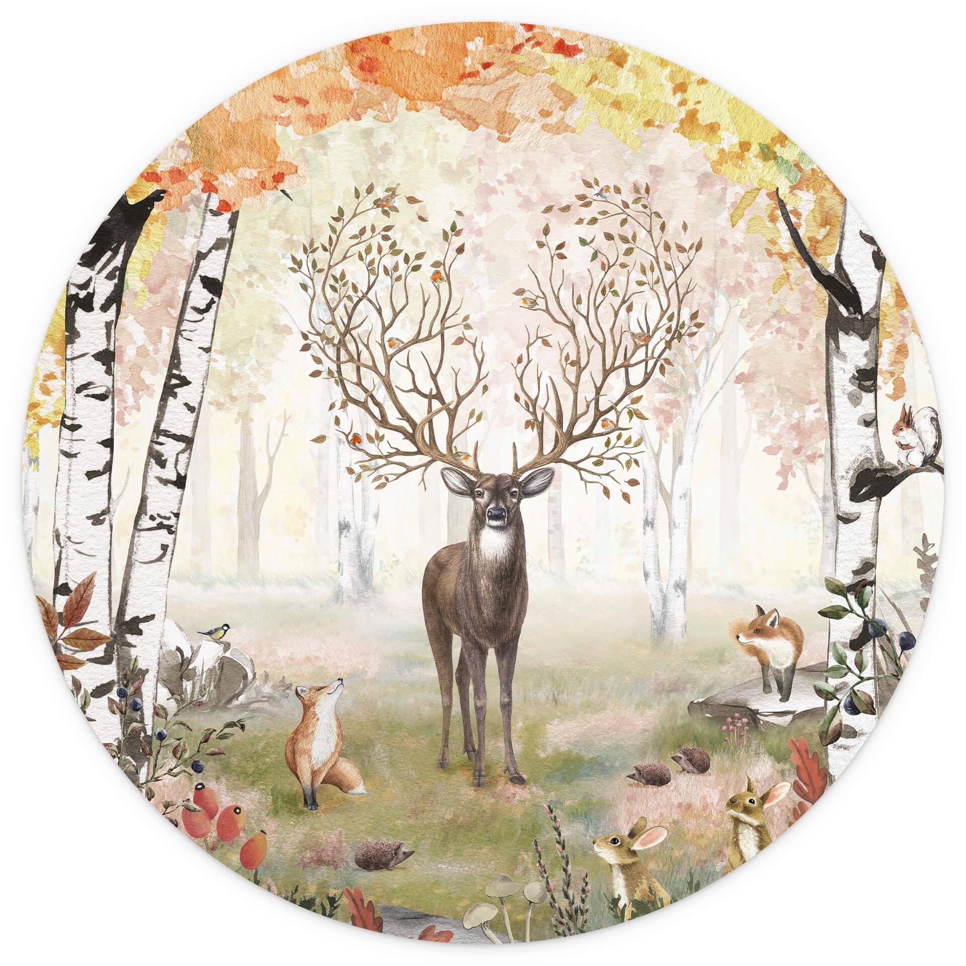 Behangcirkel Kikki Belle - Autumn Deer - vliesbehang/zelfklevend vliesbehang