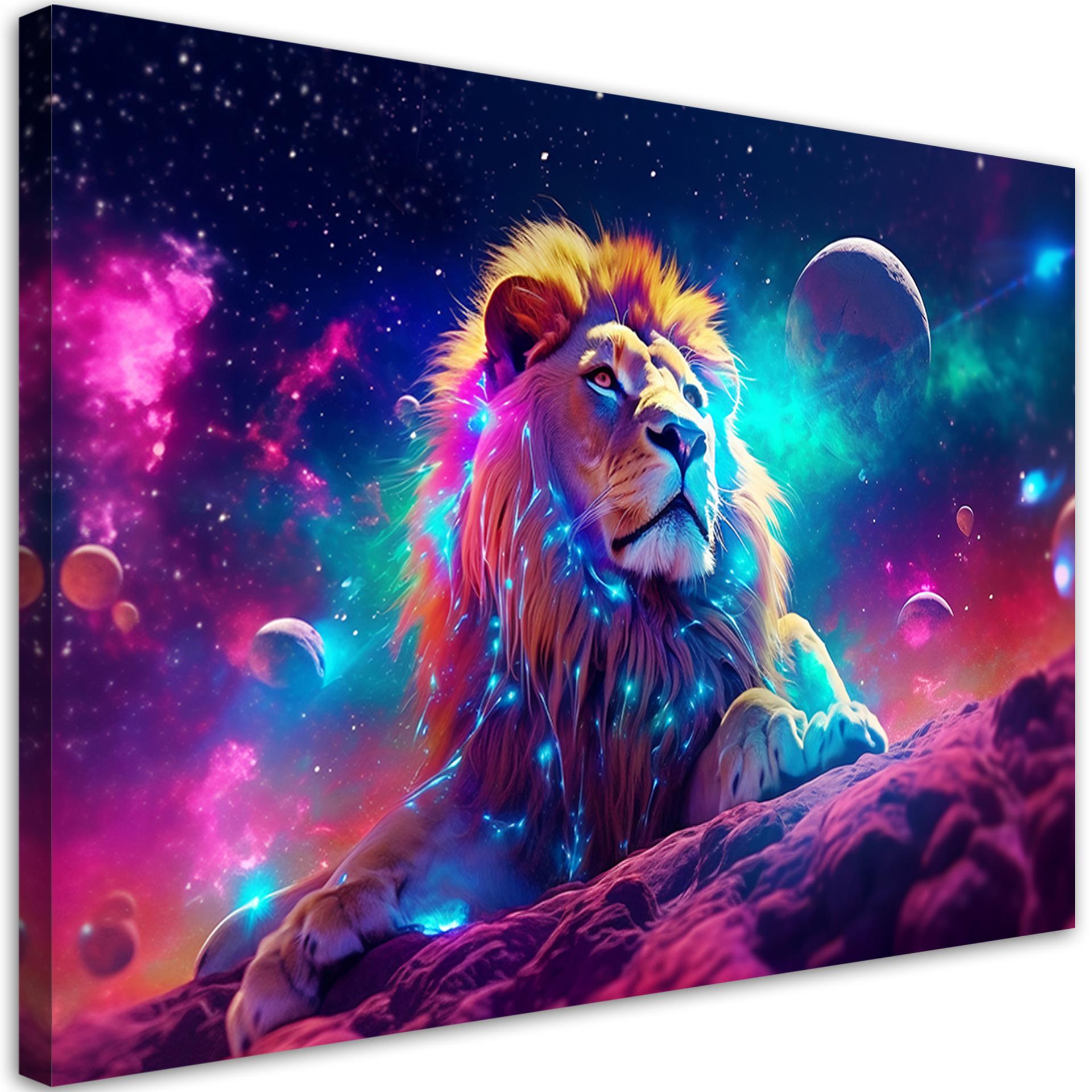 Canvas print neon løve abstraktion