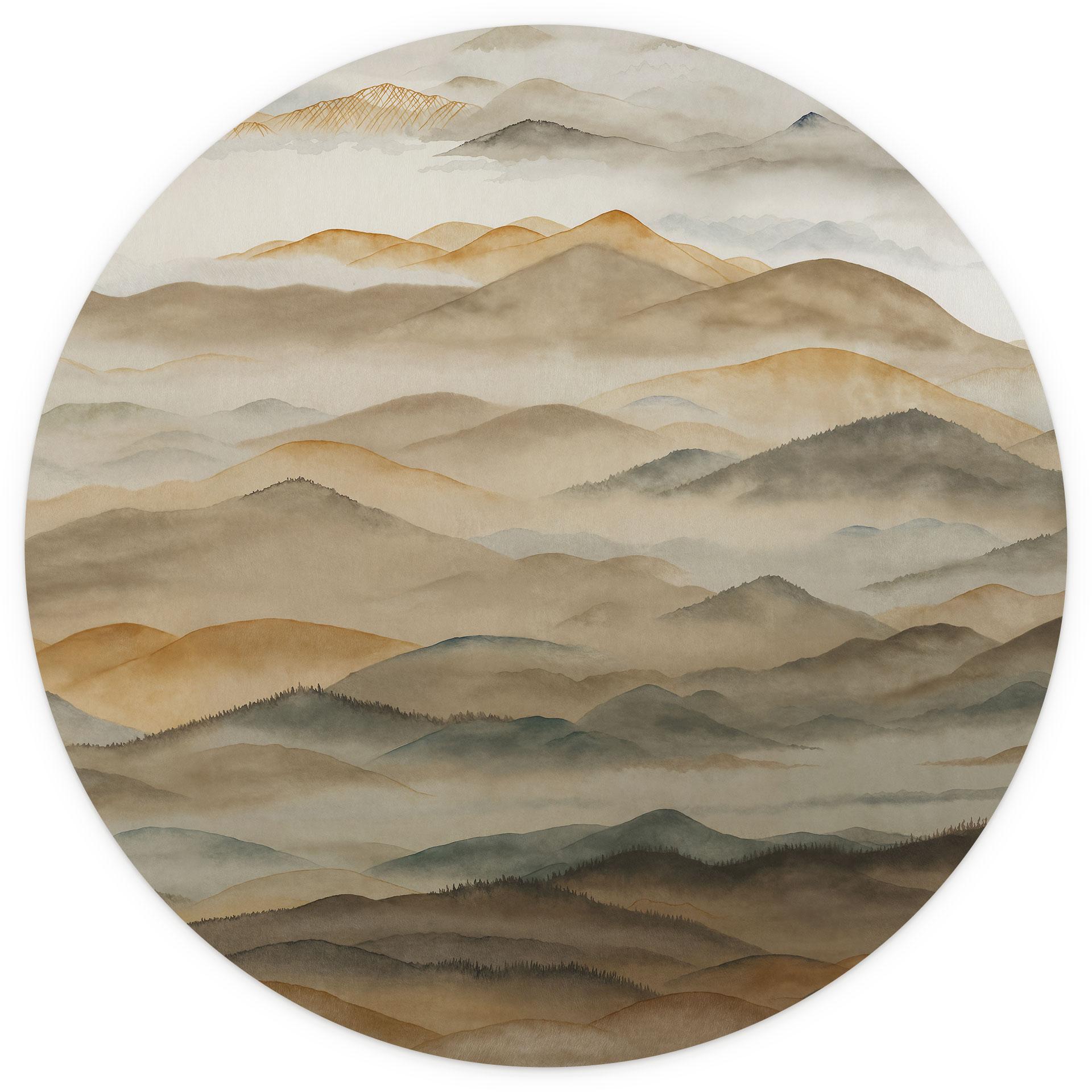 Fotobehang Roerich Valley - Aards Berglandschap - Sir Edward x Grigory Gladarev - Rond