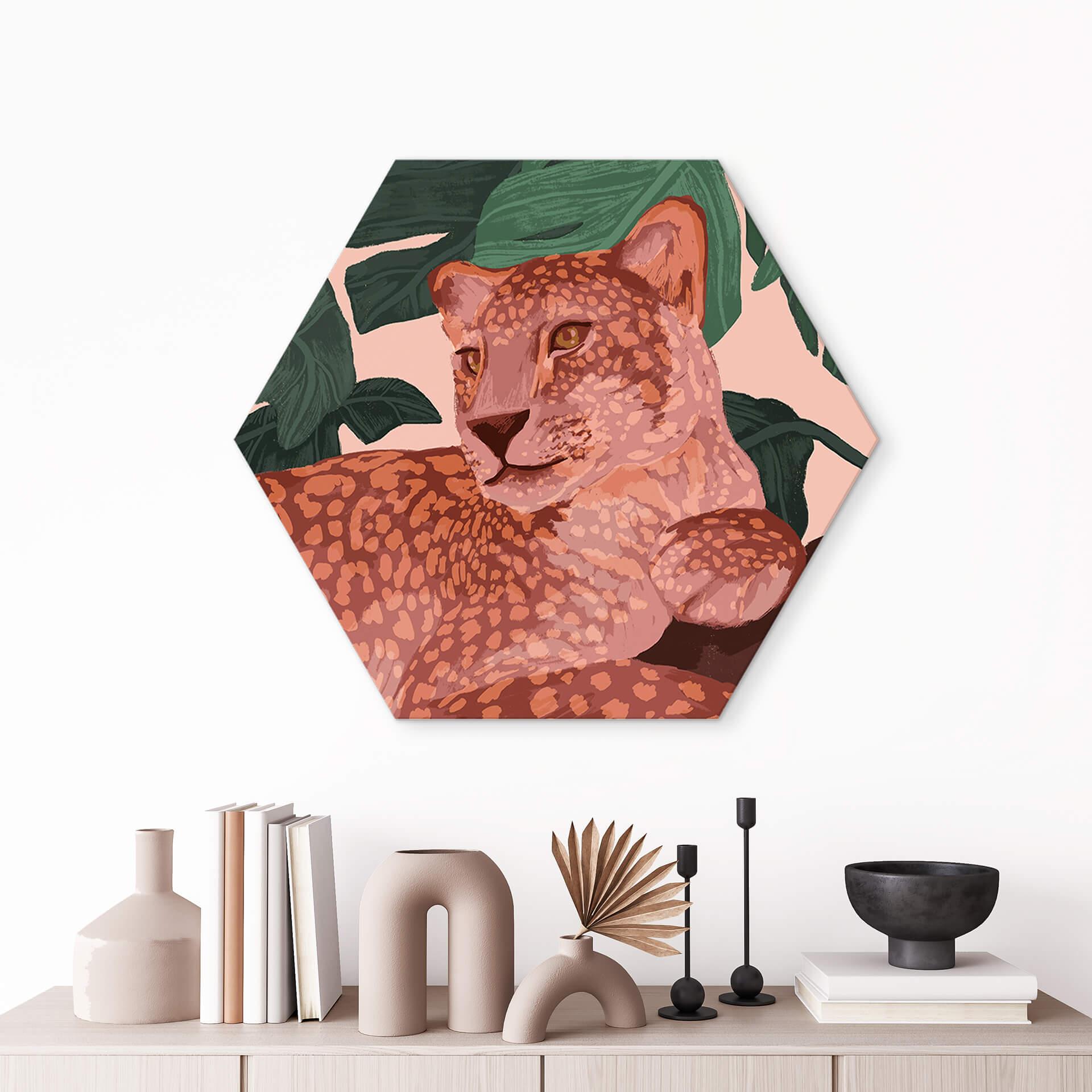 Hexagon Dibond Goed Blauw - Gouden Panter
