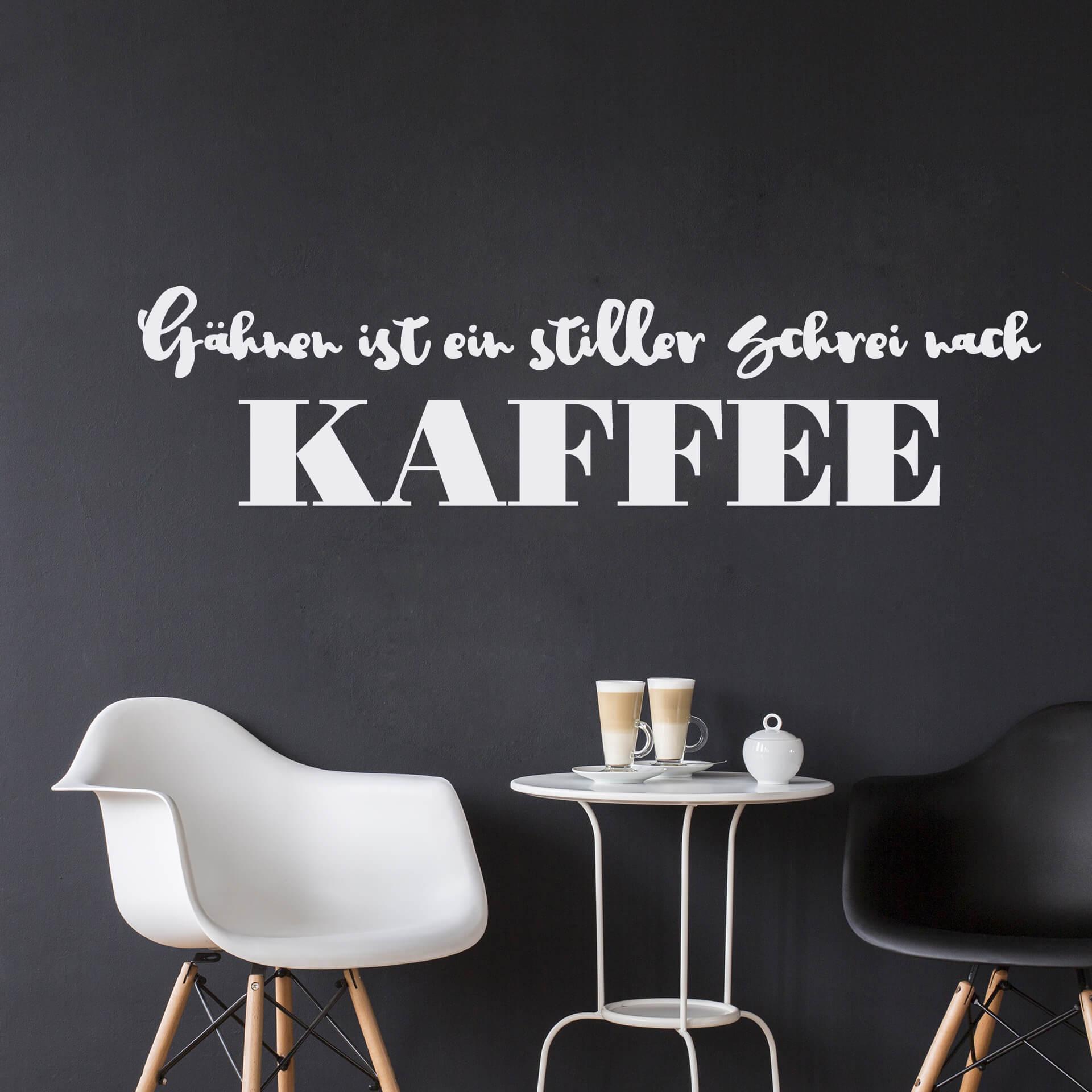 Wandtattoo Gähnen ist ein stiller Schrei nach Kaffee 01