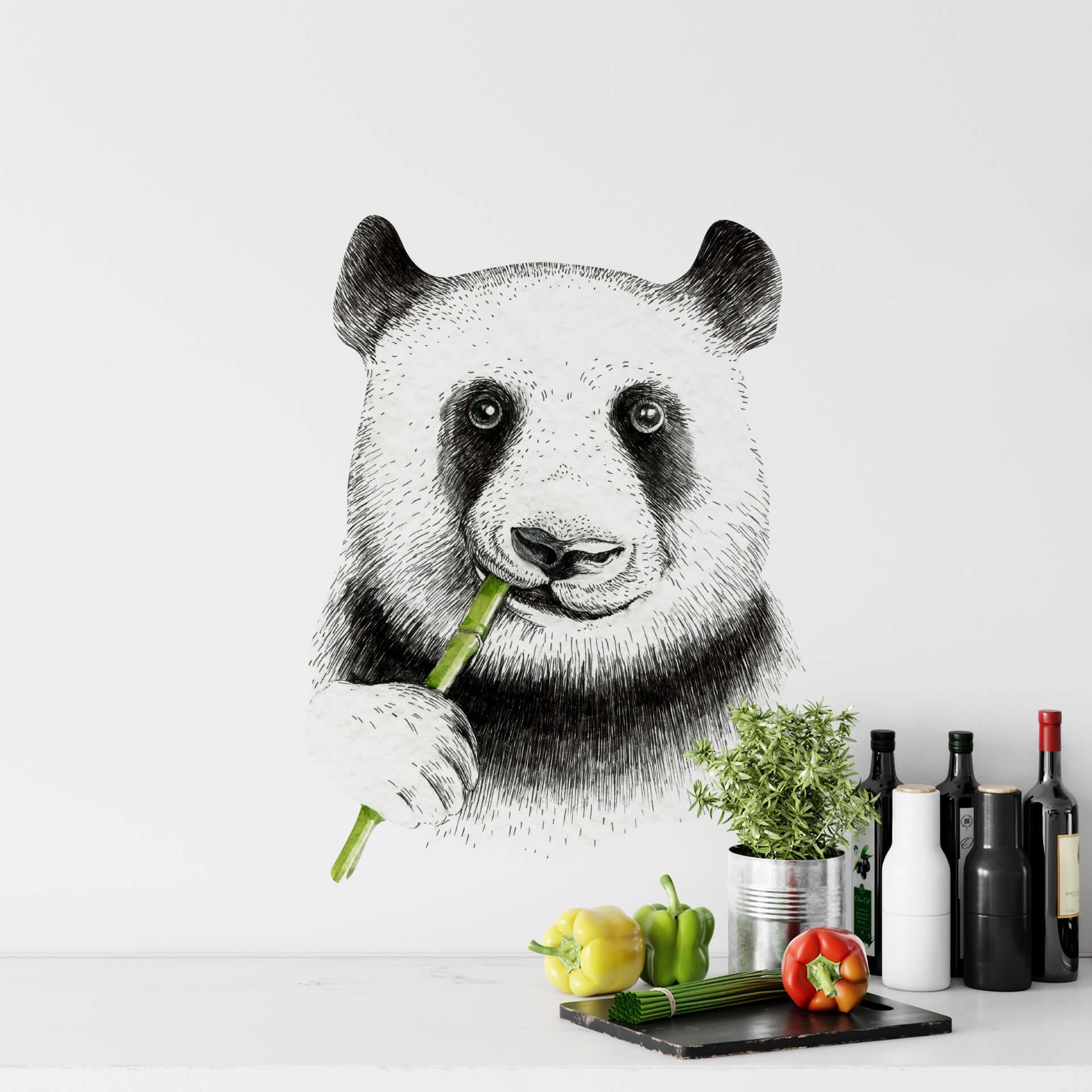 Sticker mural Kvilis - Un panda mâche du bambou