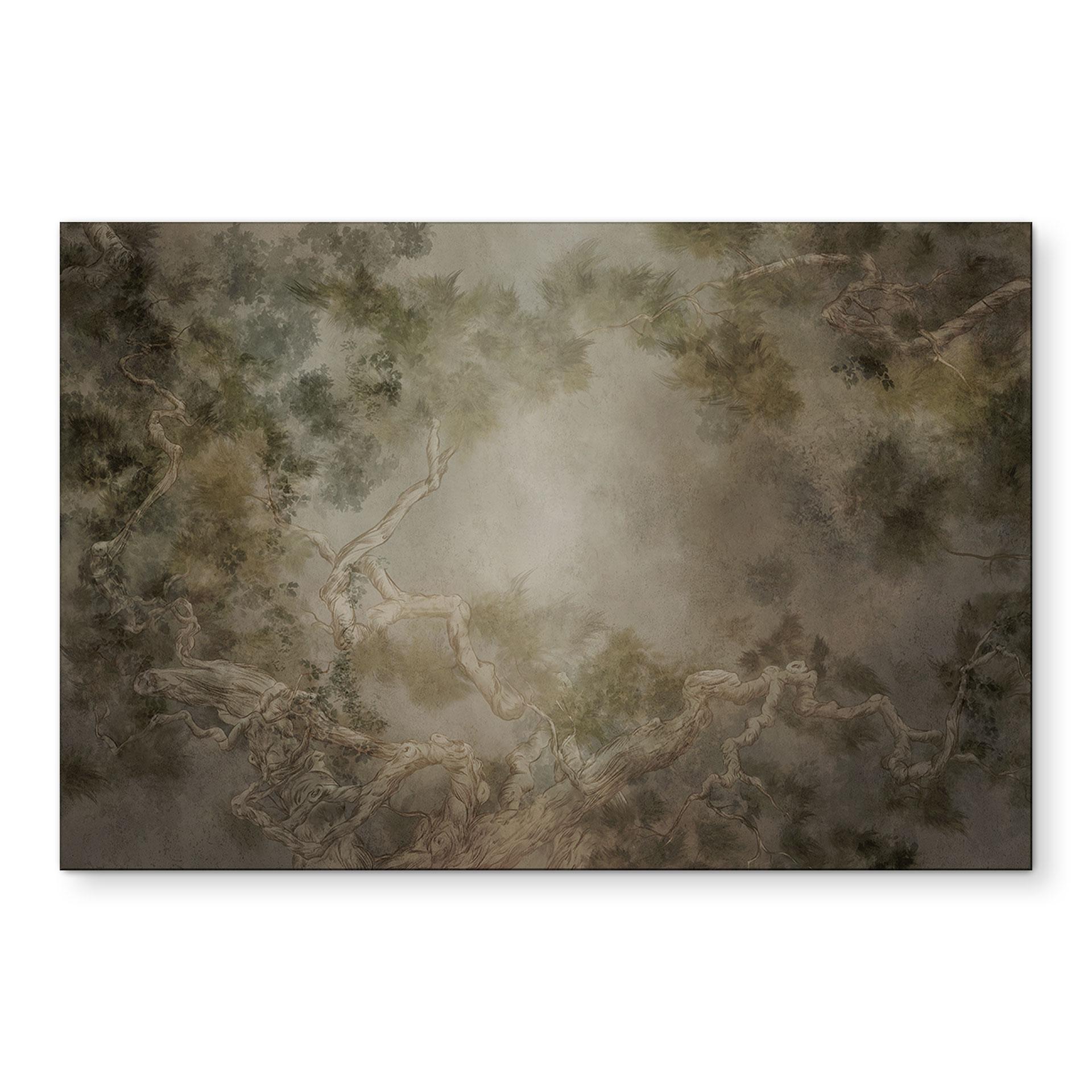 Wandbild Wald mit Blick in die Baumwipfel - Ms Tiff - Alu-Dibond