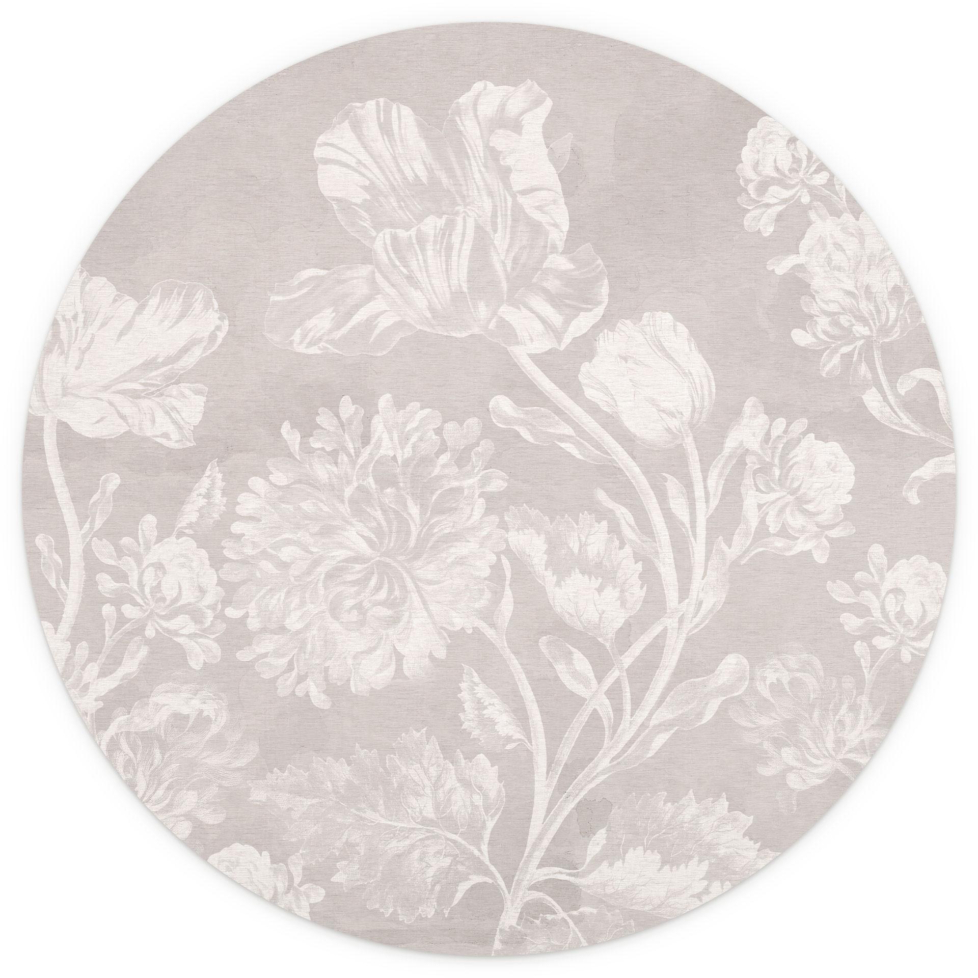 Fotobehang Wildflowers in krijtlook Beige - Bloemdecor - Rond - Zelfklevend/niet-geweven