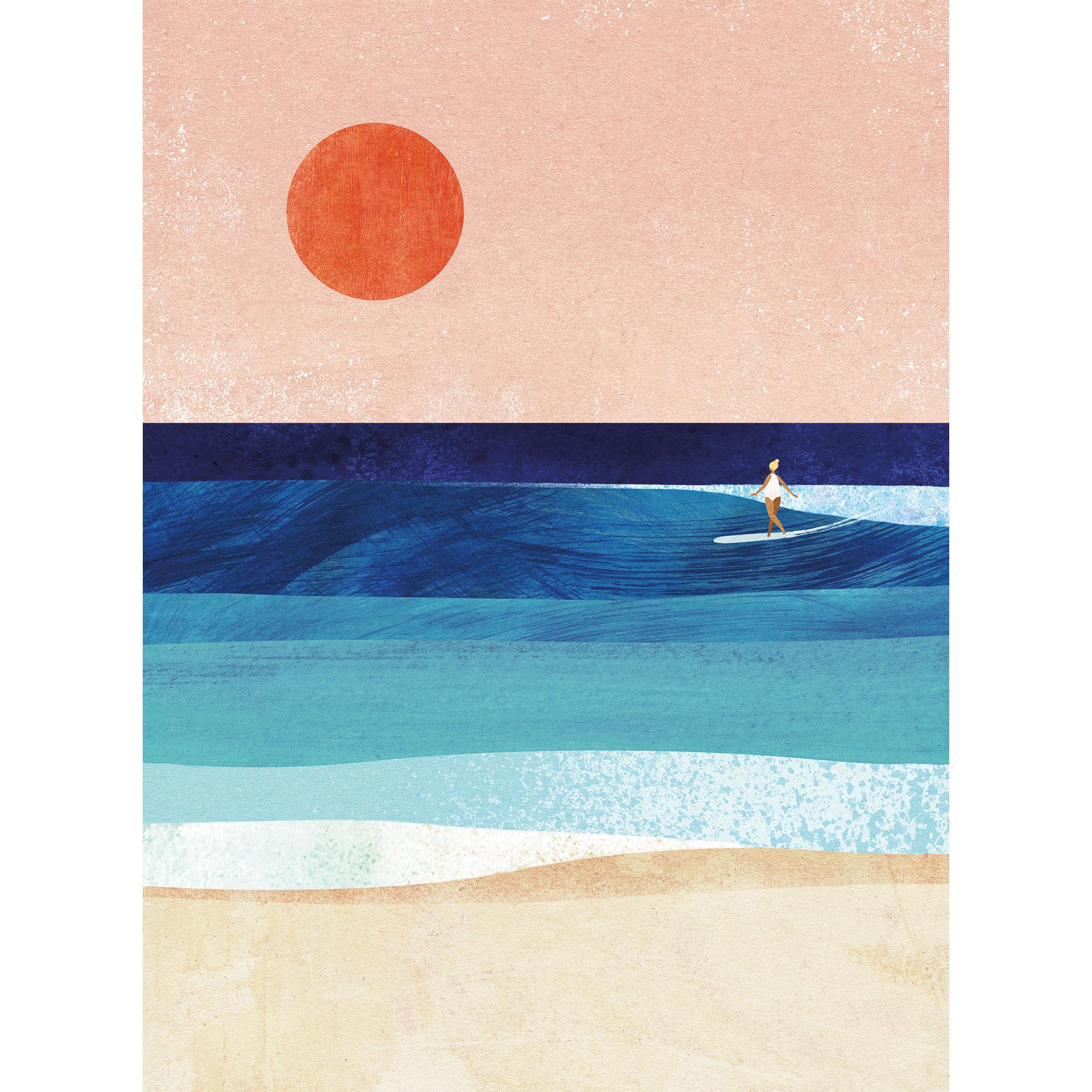 Fotomural Chica surfista al atardecer - Ríos
