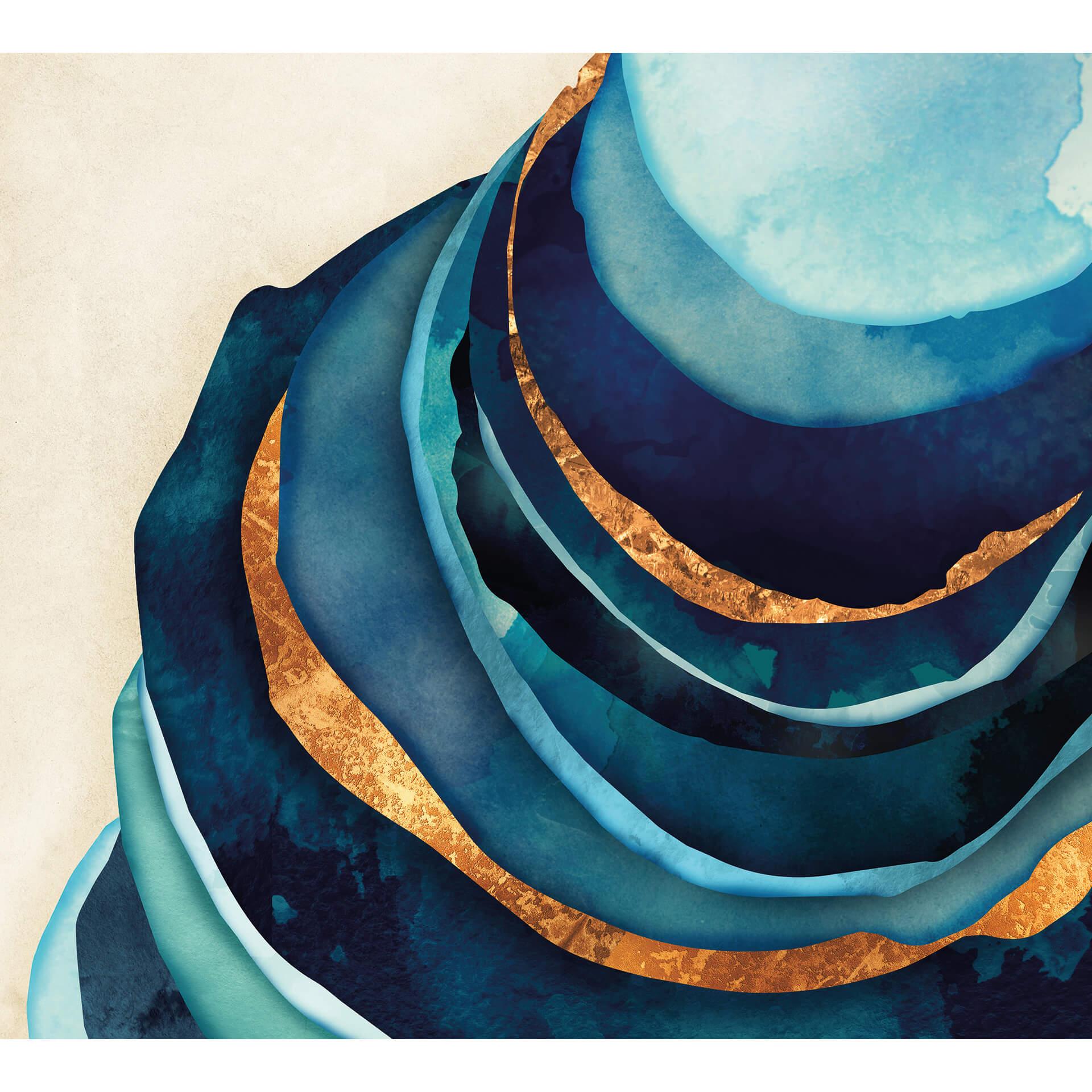 Fotobehang SpaceFrog Designs - Abstract Blauw & Goud