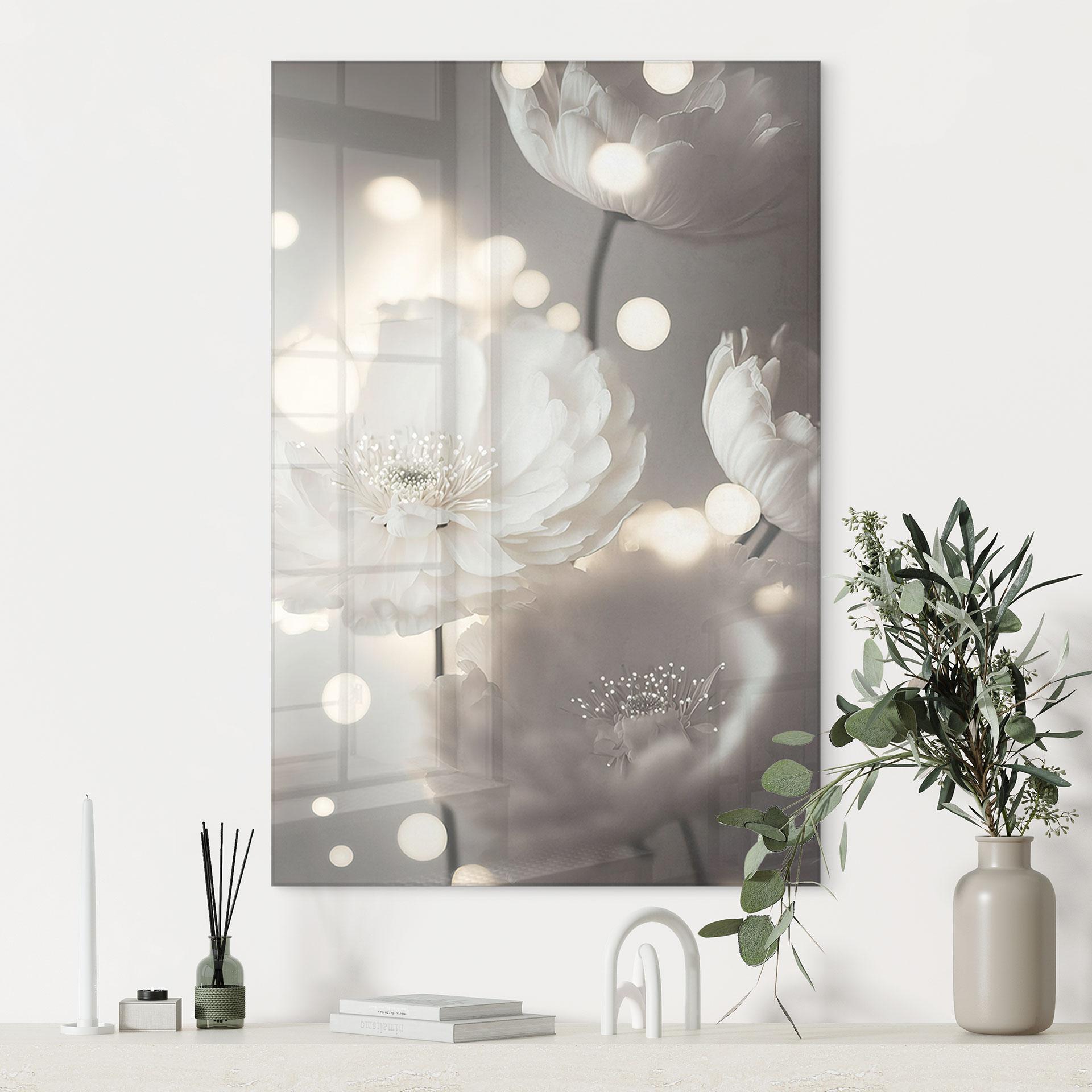 Akrylbillede Hvide blomster i et hav af lys - Treechild