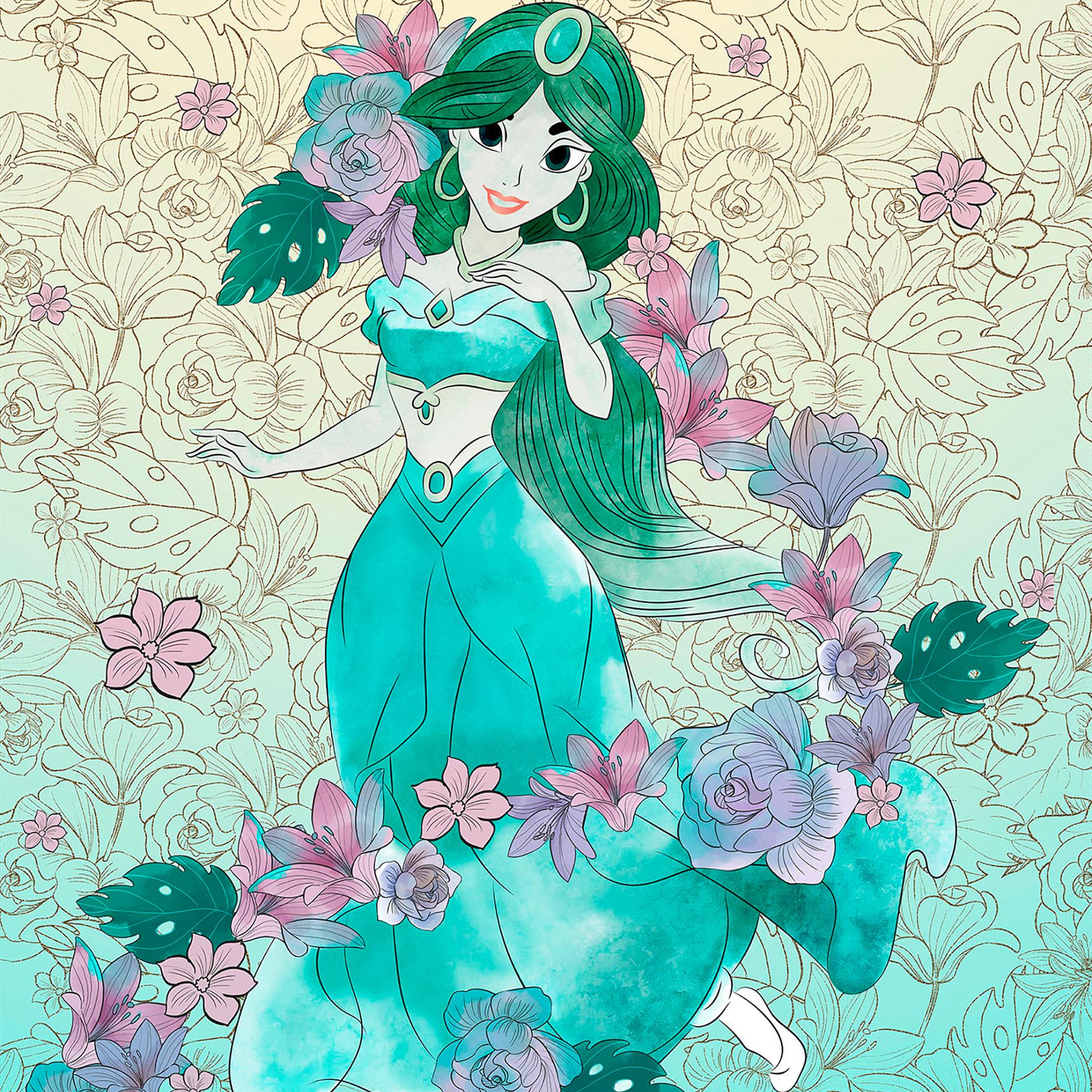 Non-woven tapet - Jasmin blege blomster - 200 x 280 cm
