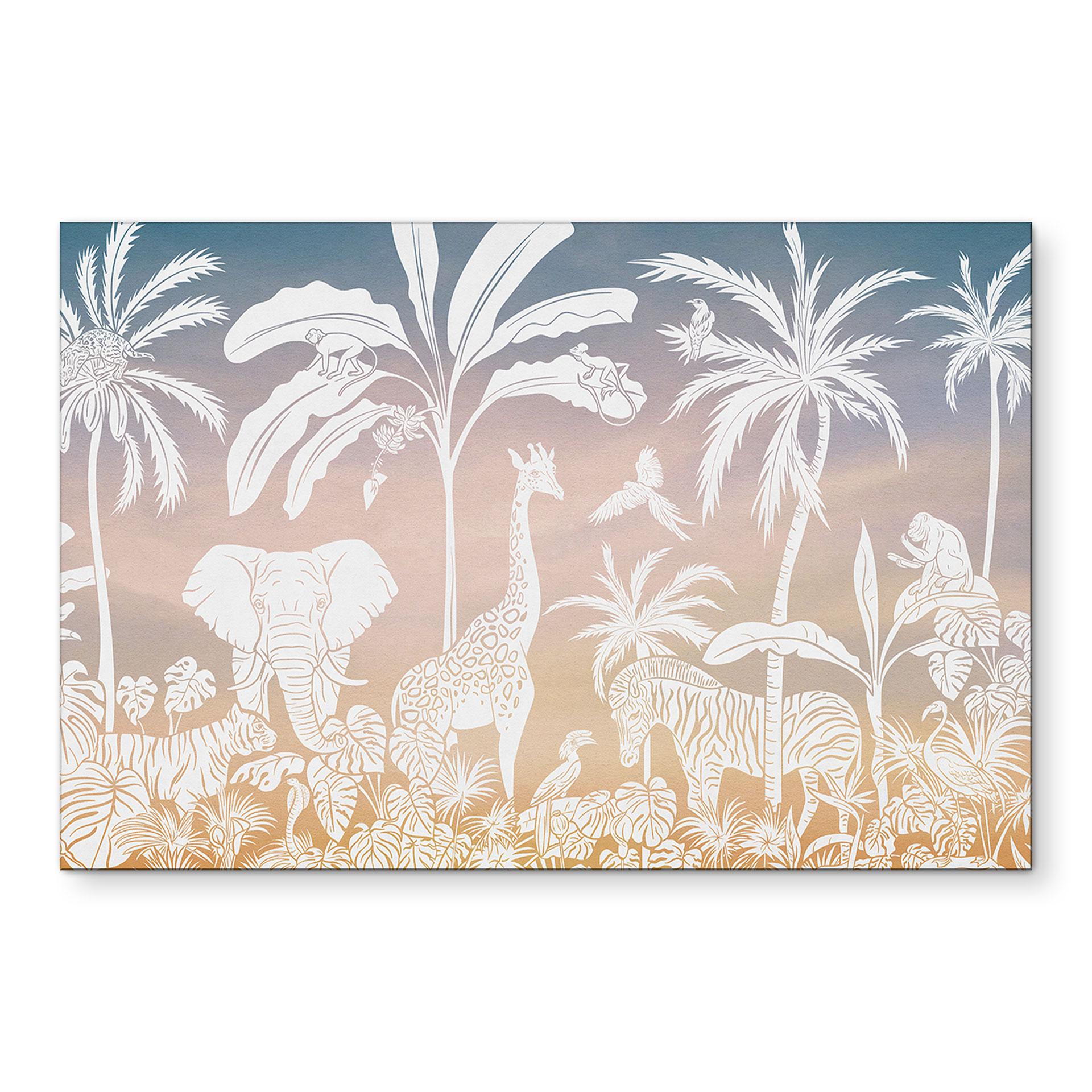 Jungleparadis med vilde dyr - Ombre - Kikki Belle – print på aluminium (Alu-Dibond)