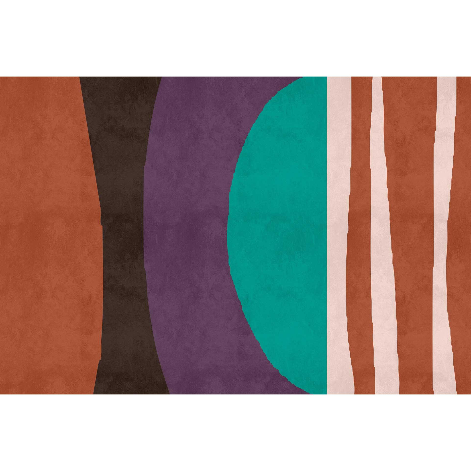 Abstracte vormen behang - kleurcontrast en lijnenspel