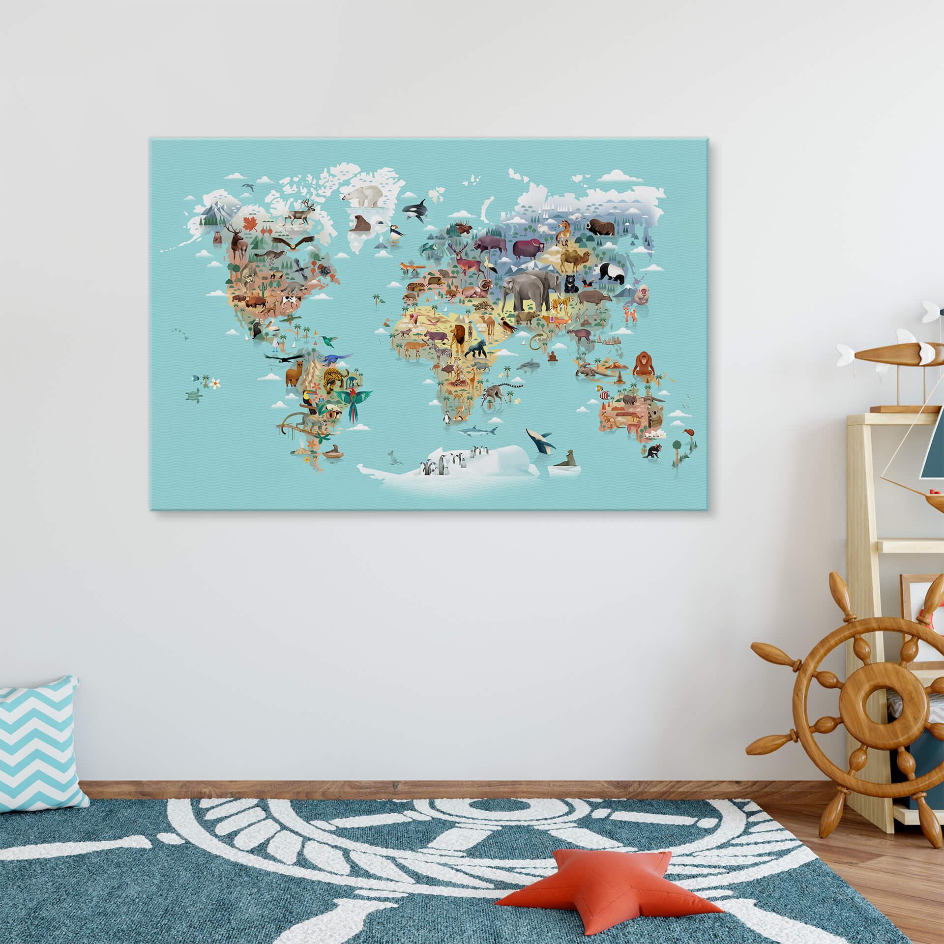Leinwandbild Braun - World Map