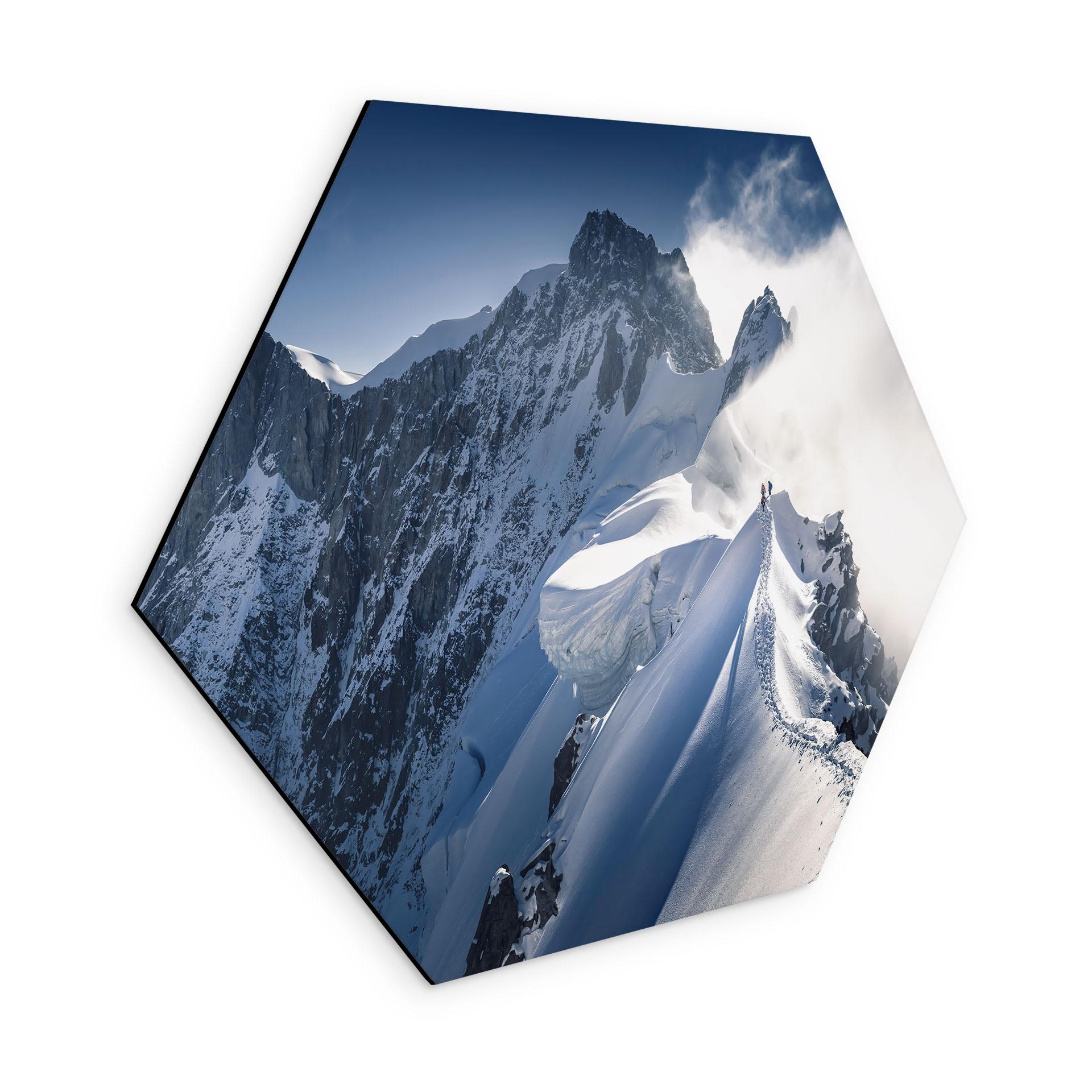 Hexagon aluminium dibond på toppen af Mont Blanc - Nienartowicz