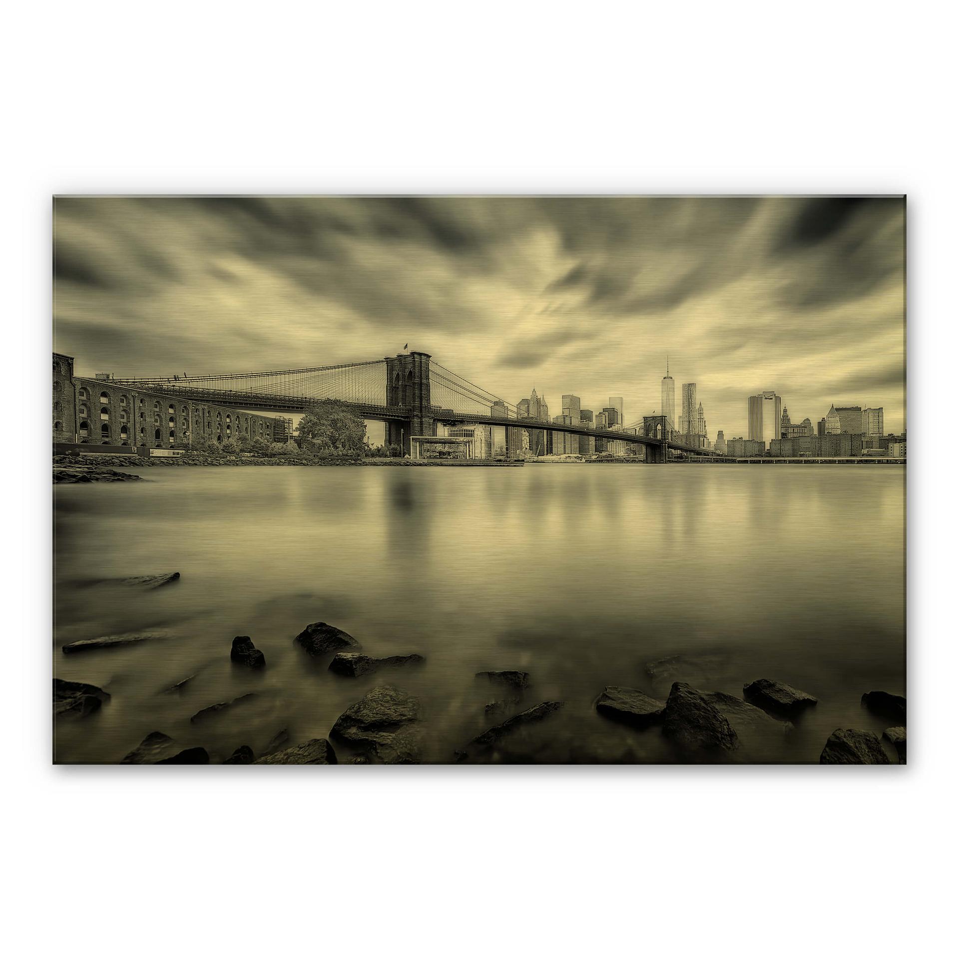 Alu-Dibond goud effect Javier - Brooklyn Bridge