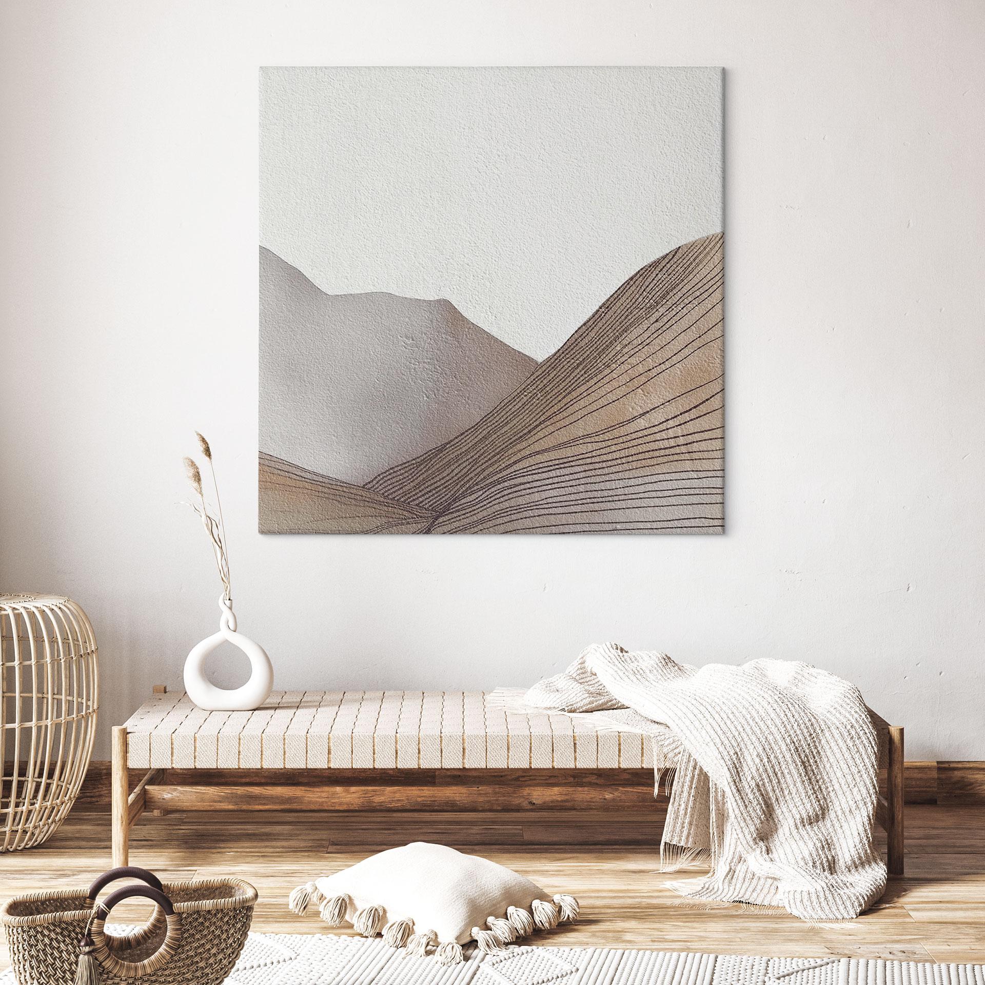 Canvasbillede Minimalistisk bjergskitse | Abstrakt kunst - Alma - Firkantet