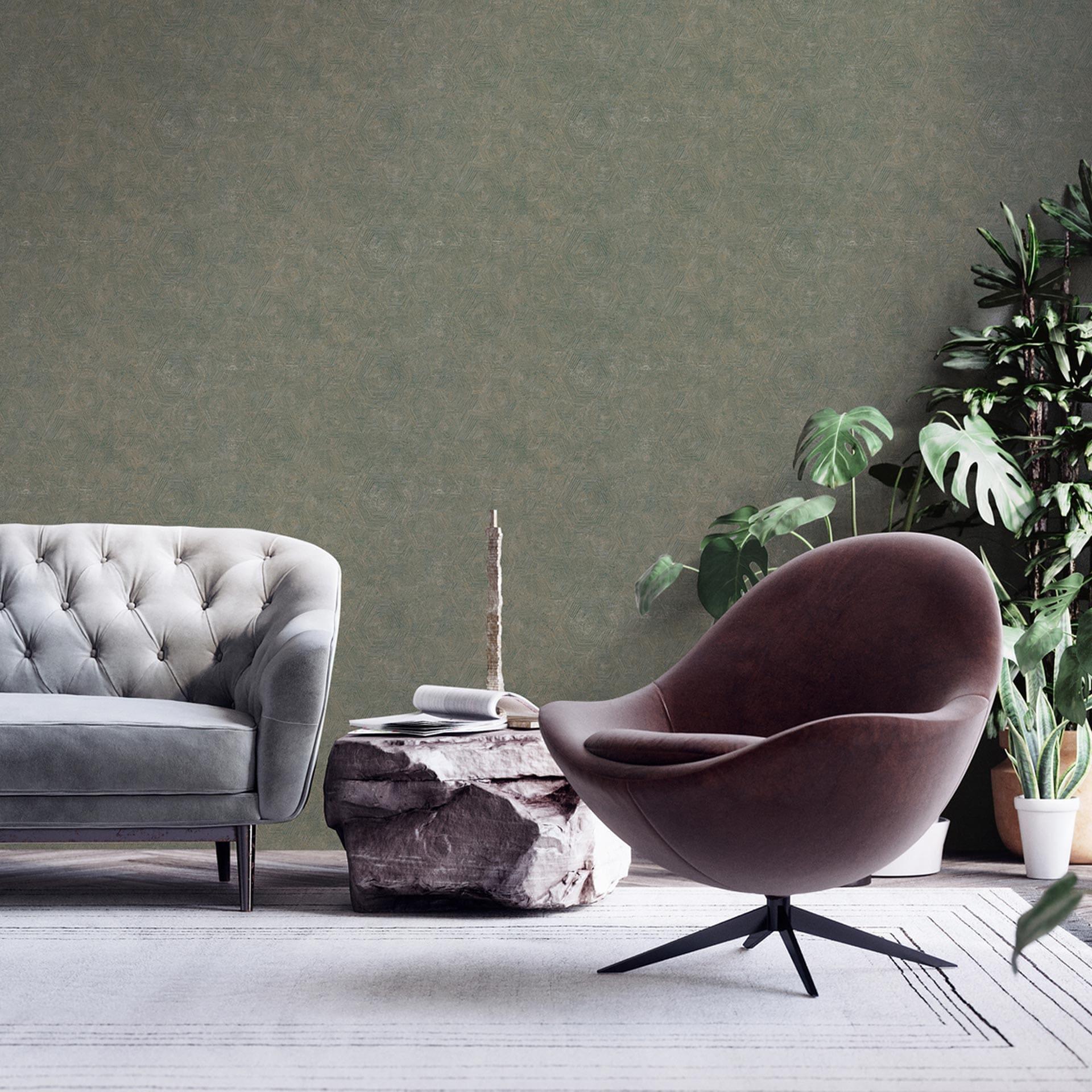 Livingwalls Strukturtapete My Home My Spa Vliestapete Natural Cosy Home geometrisch blau, gold