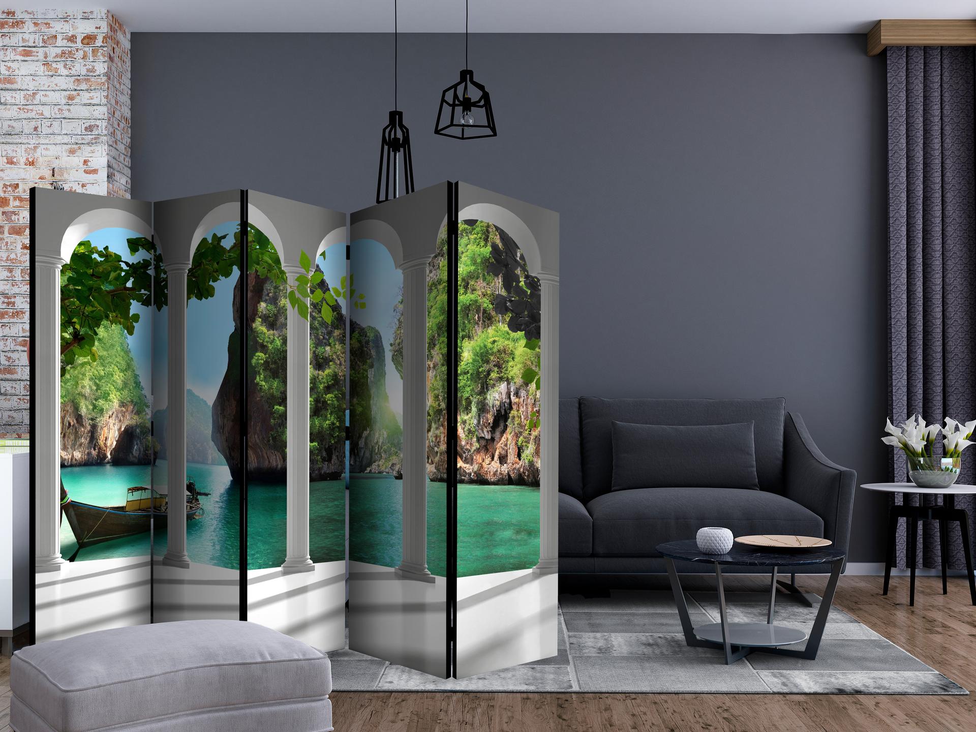 Schermo divisorio - Sulla terrazza , 5 pezzi - 225x172 cm