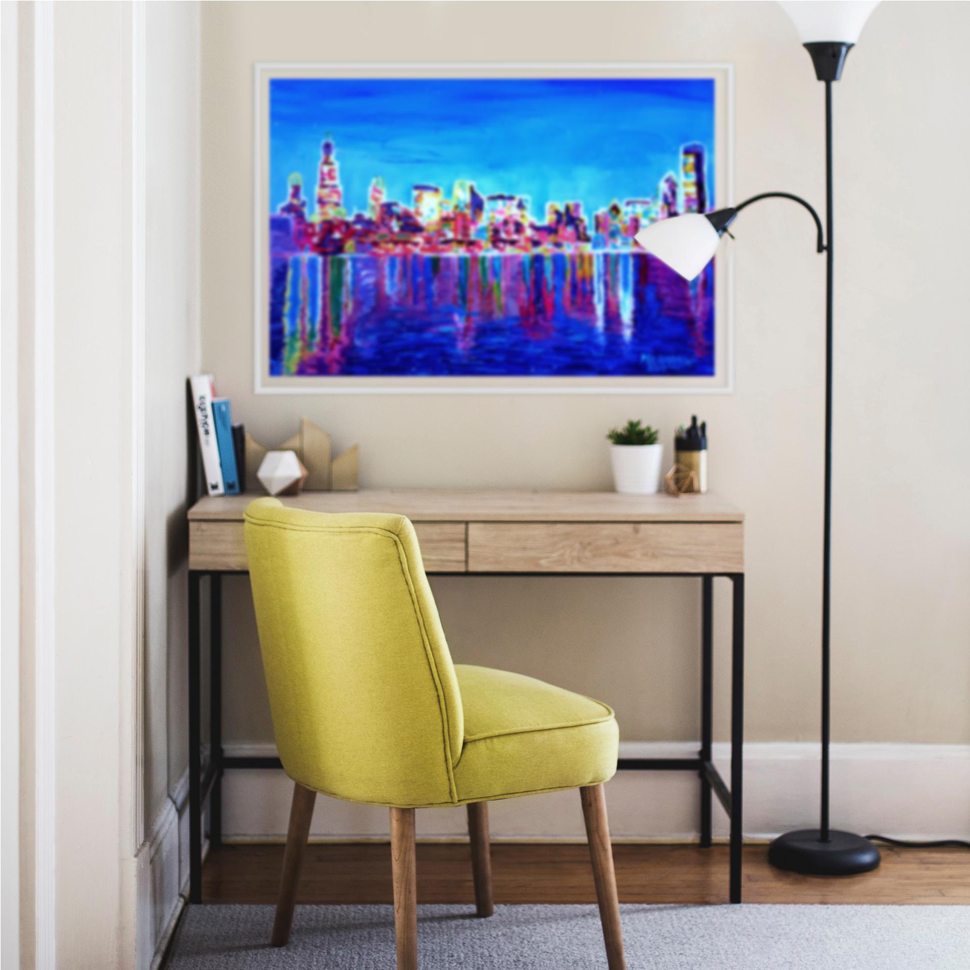 Muurprints Bleichner - Chicago in Neon
