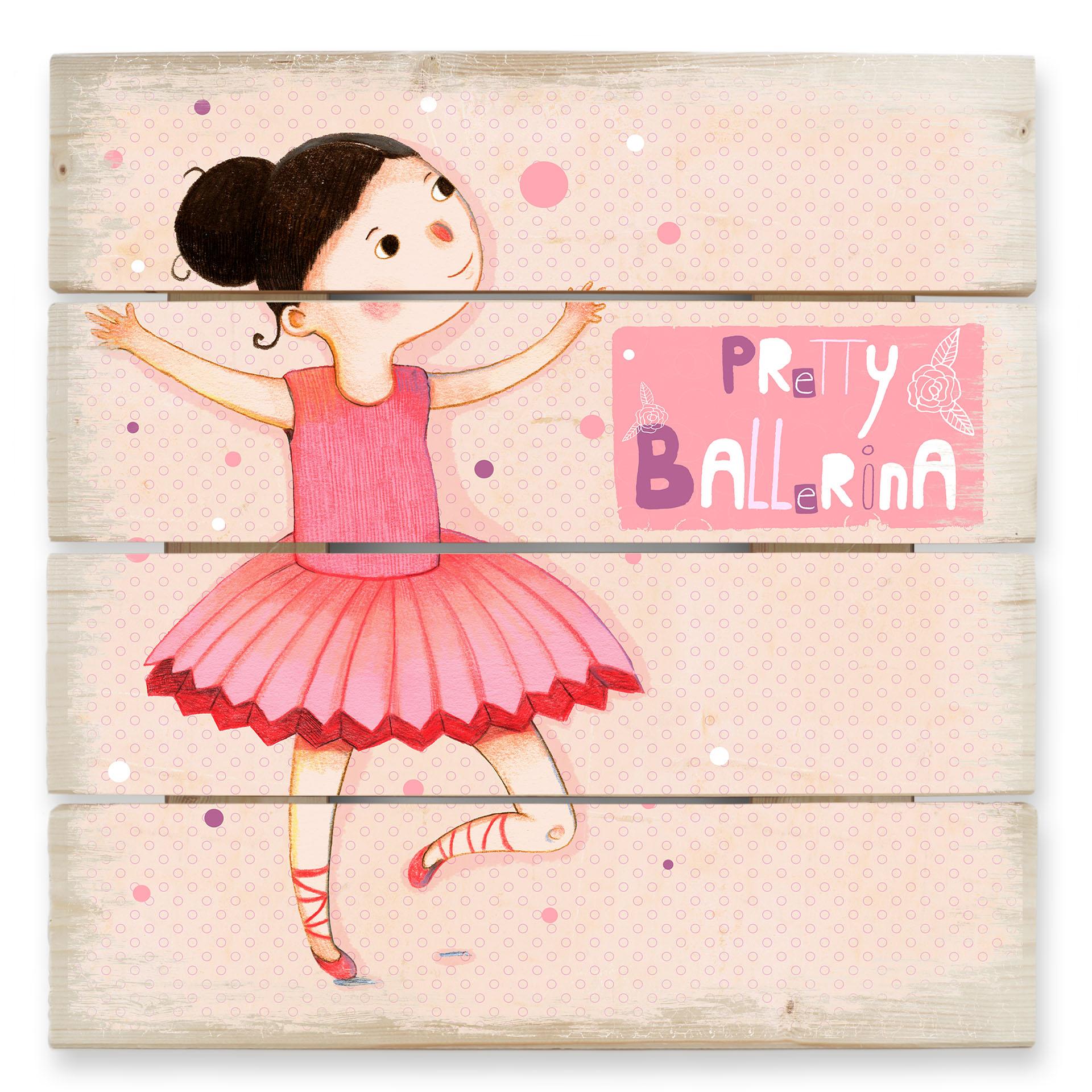 Cuadro de madera Loske - Pretty Ballerina - 40x41,5 cm