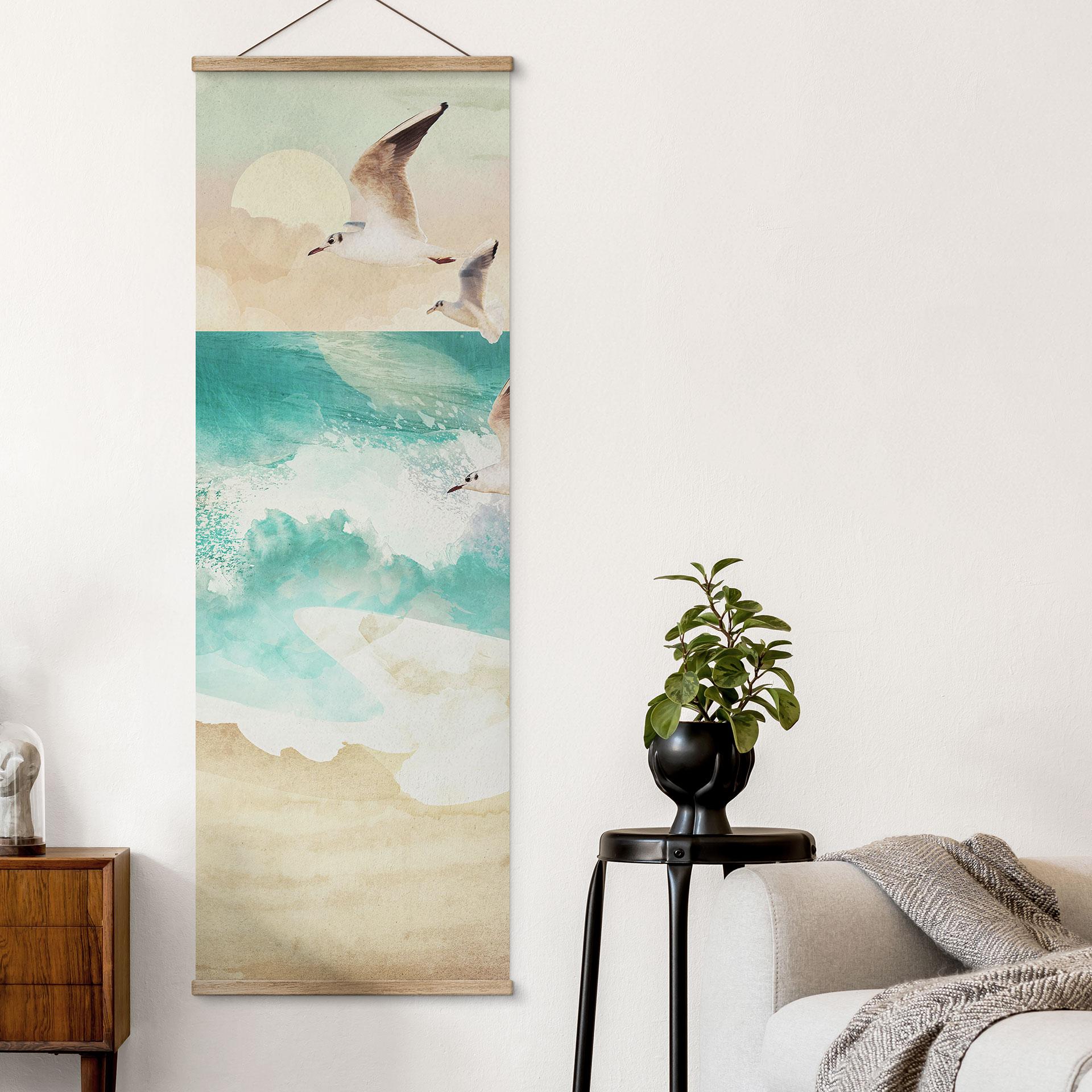 Tekstil plakat Måger på stranden - SpaceFrog Designs
