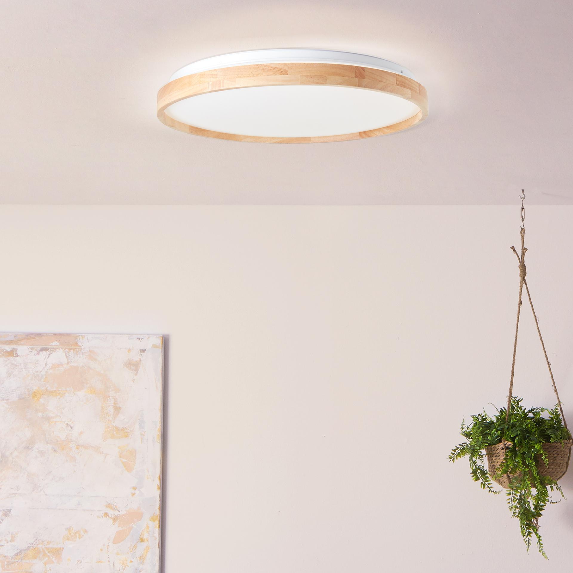 Deckenleuchte Alea, beige, Ø 49,5 cm, Holz Deckenlampe