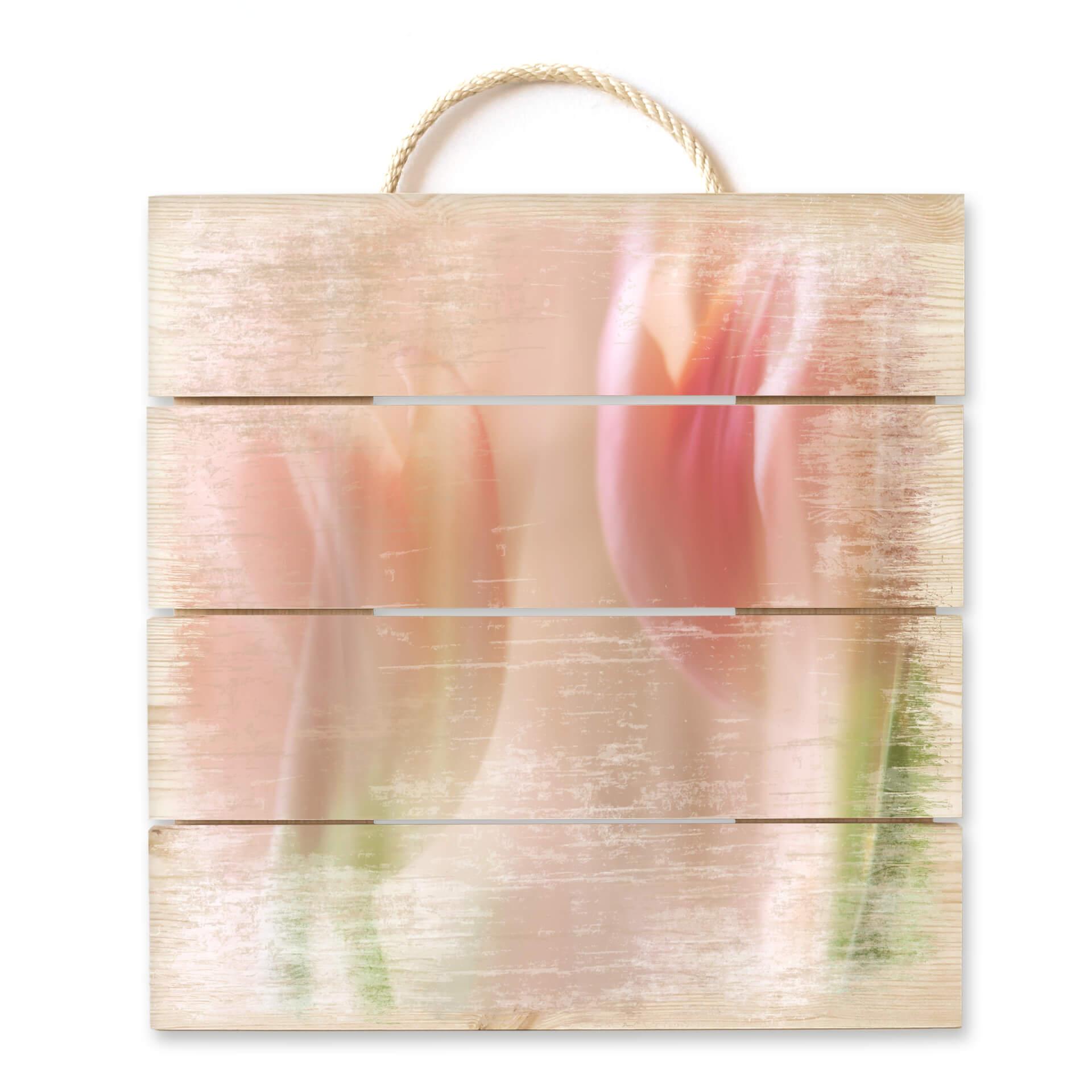 Obraz drewniany Westum - Nieśmiałe tulipany - 40x41,5 cm