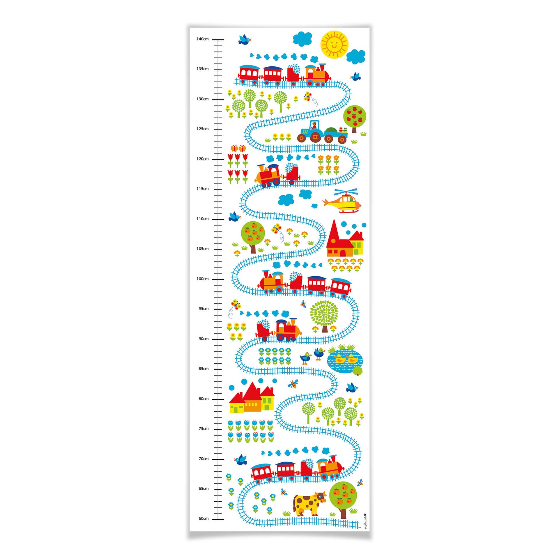 Wandsticker byGraziela - Messleiste Eisenbahn - 30x85 cm