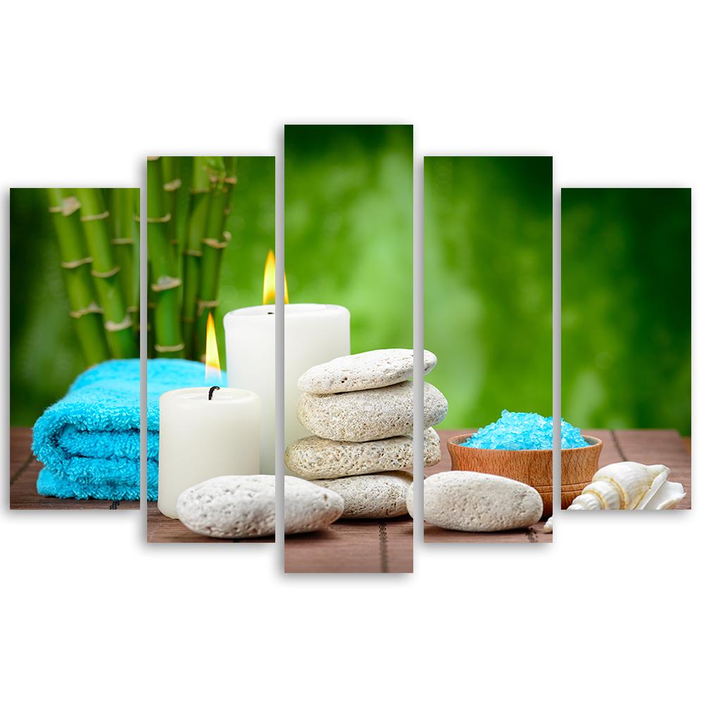 5 stykke lærredstryk, Zen Candle Bamboo Stone