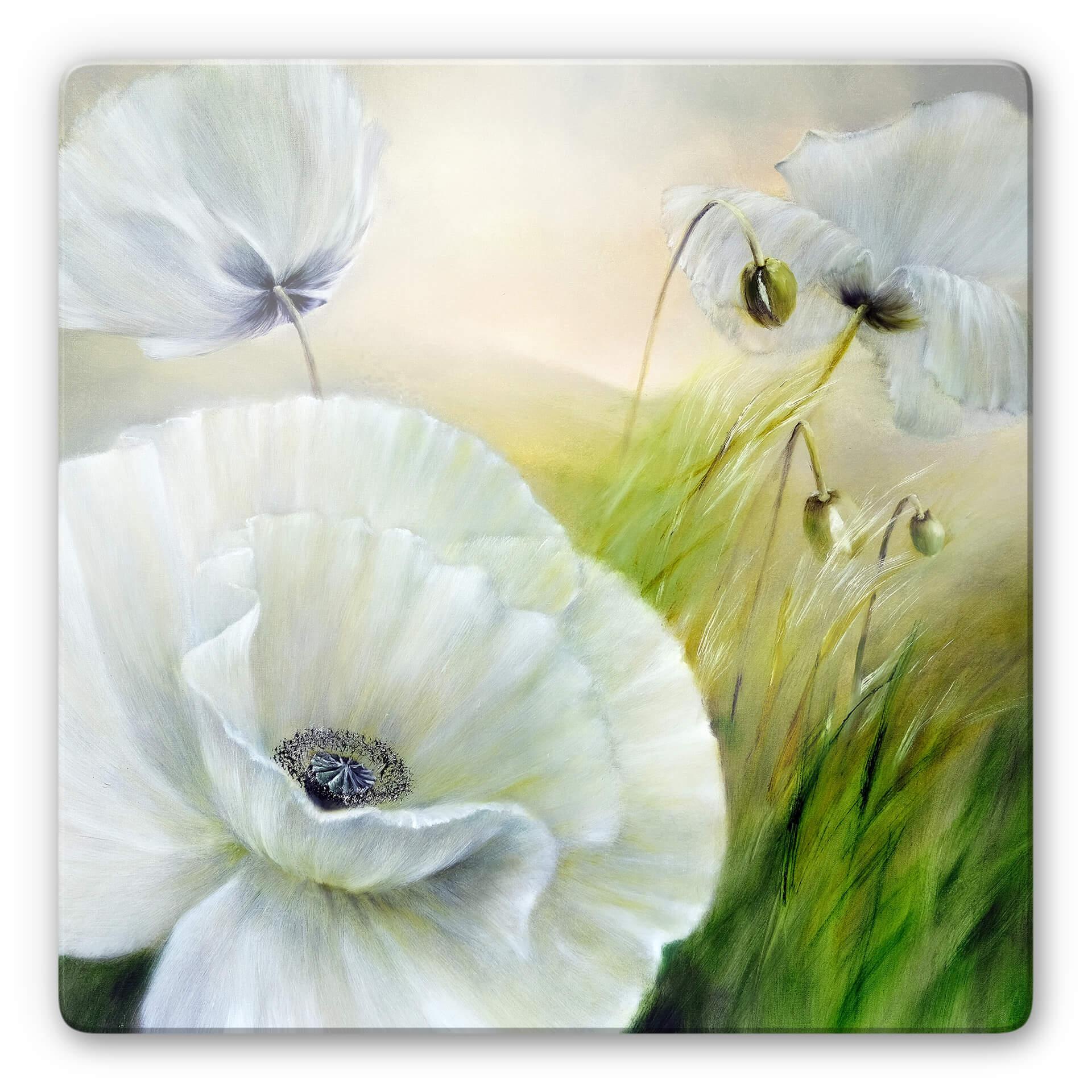 Glasschilderij Schmucker - Witte Bloem