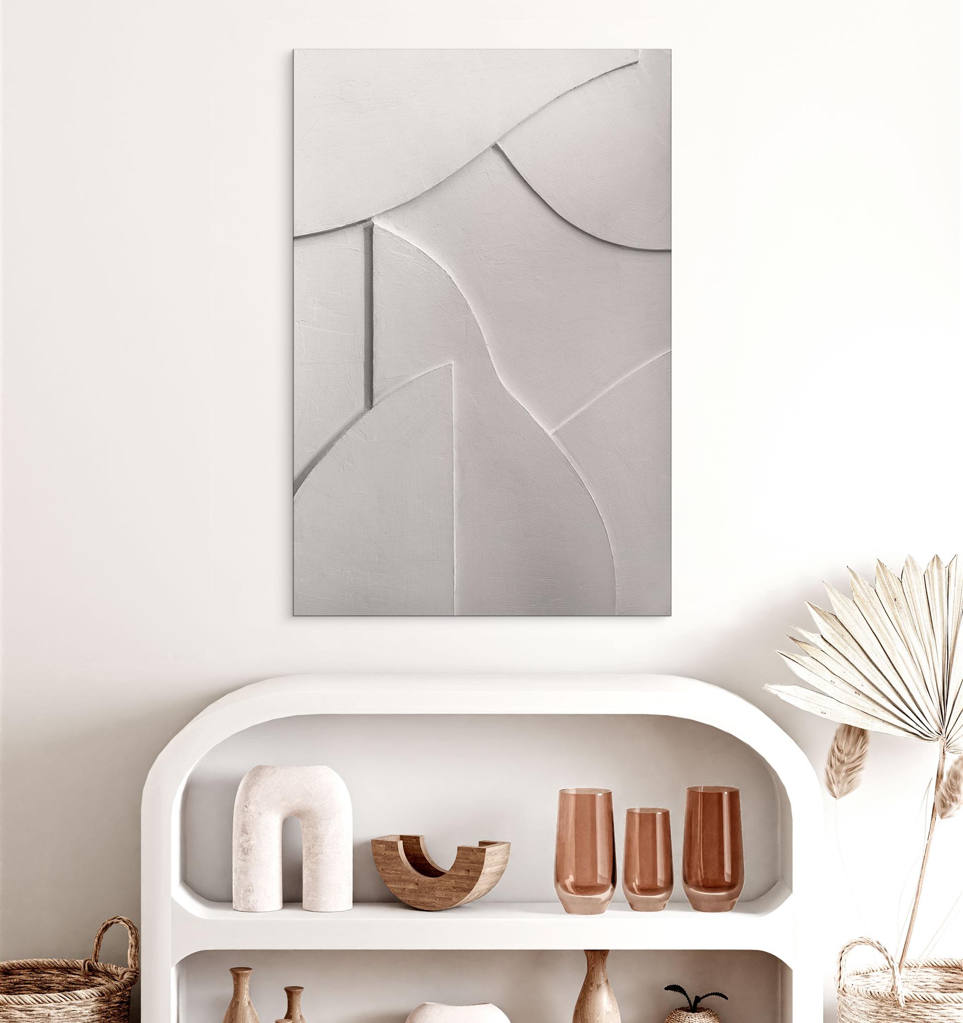 Fototapet Abstrakte strukturer i blød beige - Böhmer – print på aluminium (Alu-Dibond)