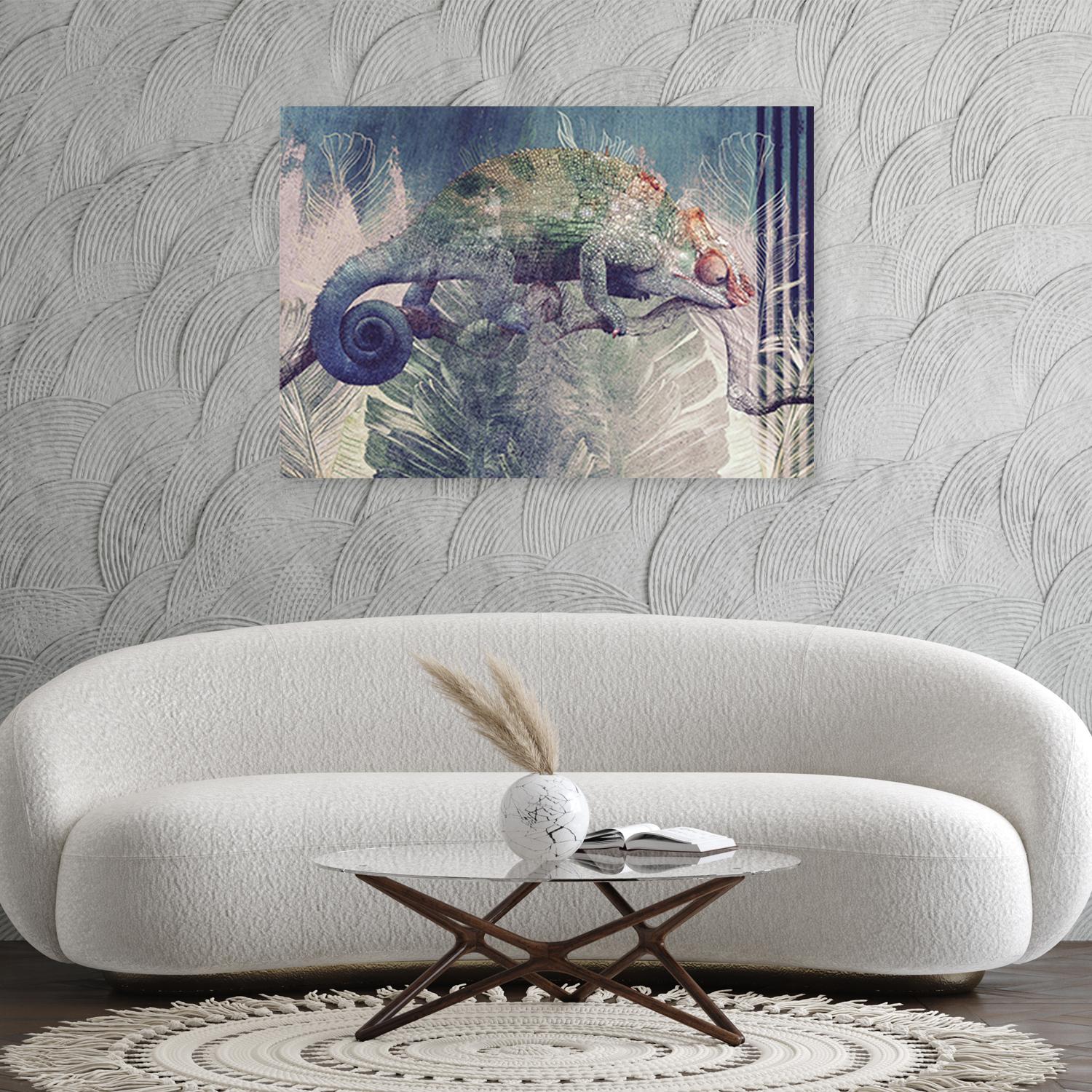 Canvasbillede, Kamæleon på en gren