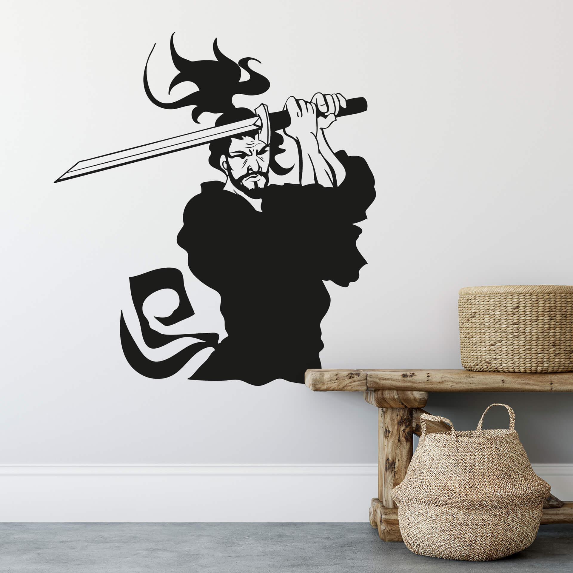 Wallsticker -  Kæmpende Samurai