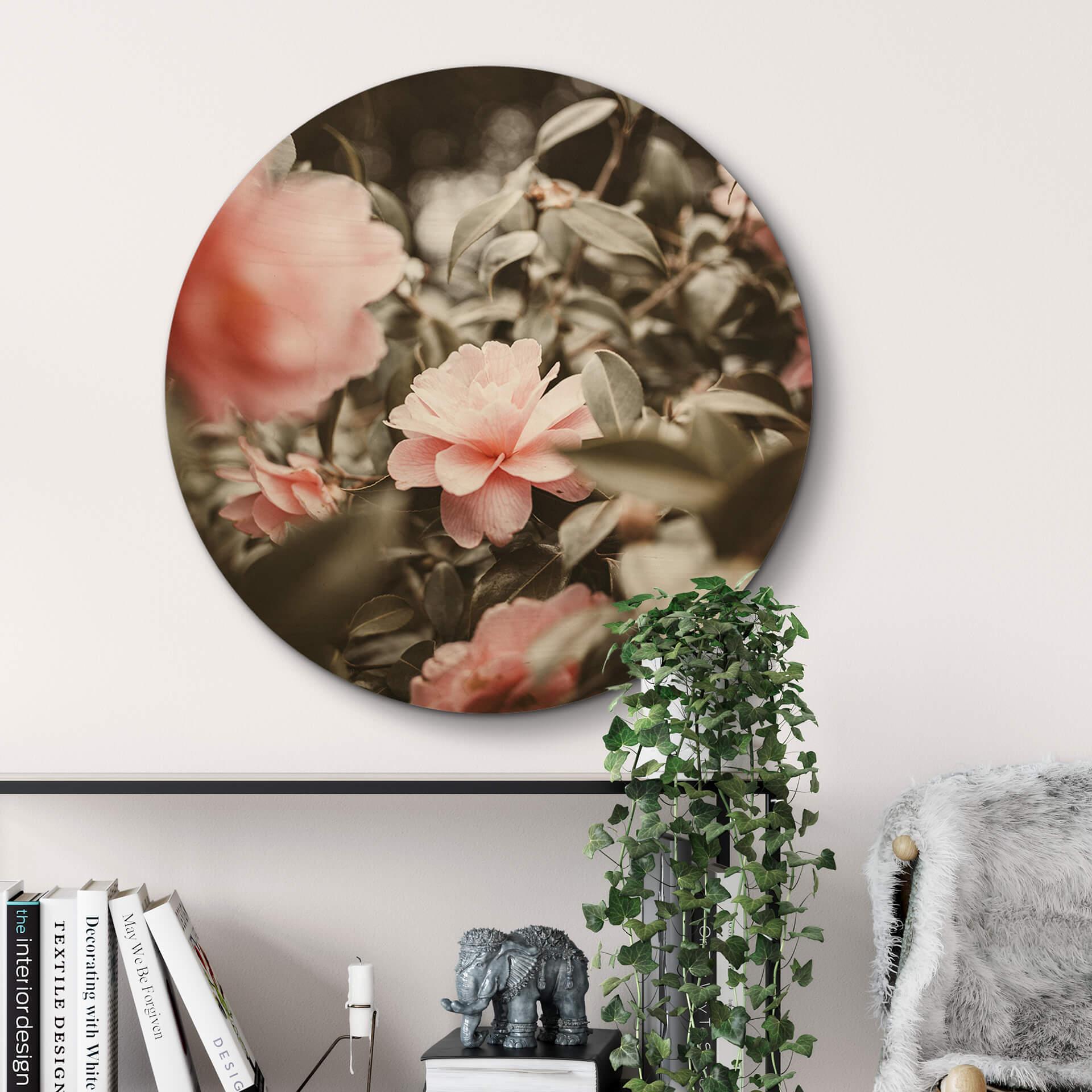 Cuadro de madera Annie - Flor de rosa - Redondo
